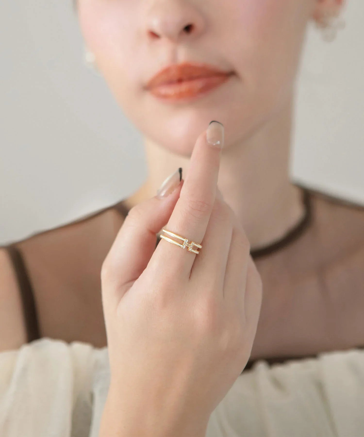 【当日発送】ダブルラインエッジゴールドリング