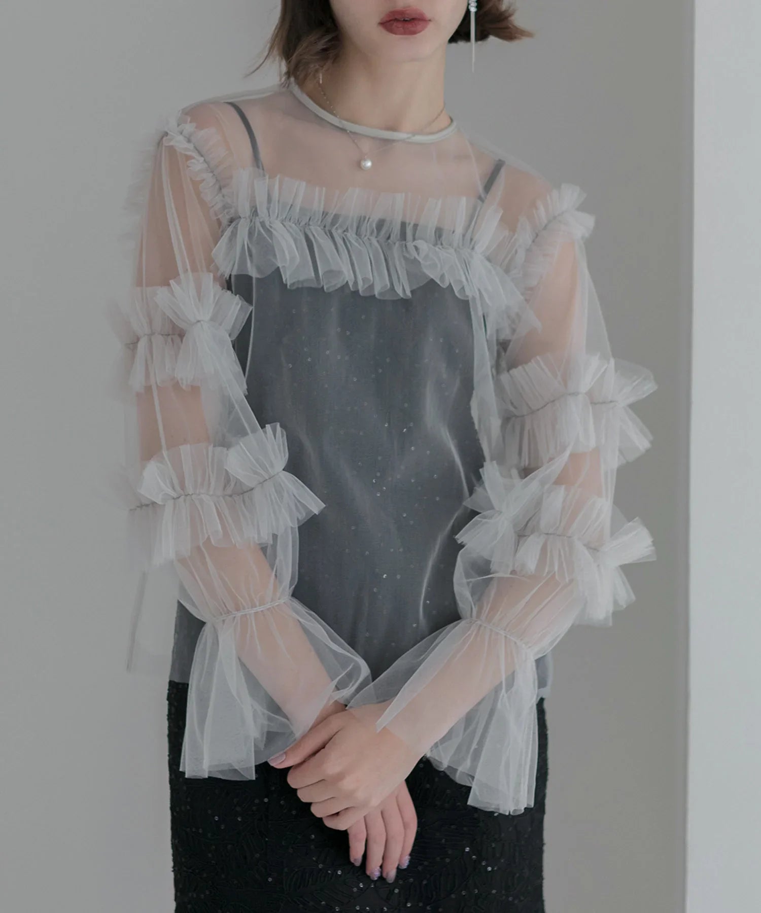 【当日発送】チュールフリルトップス