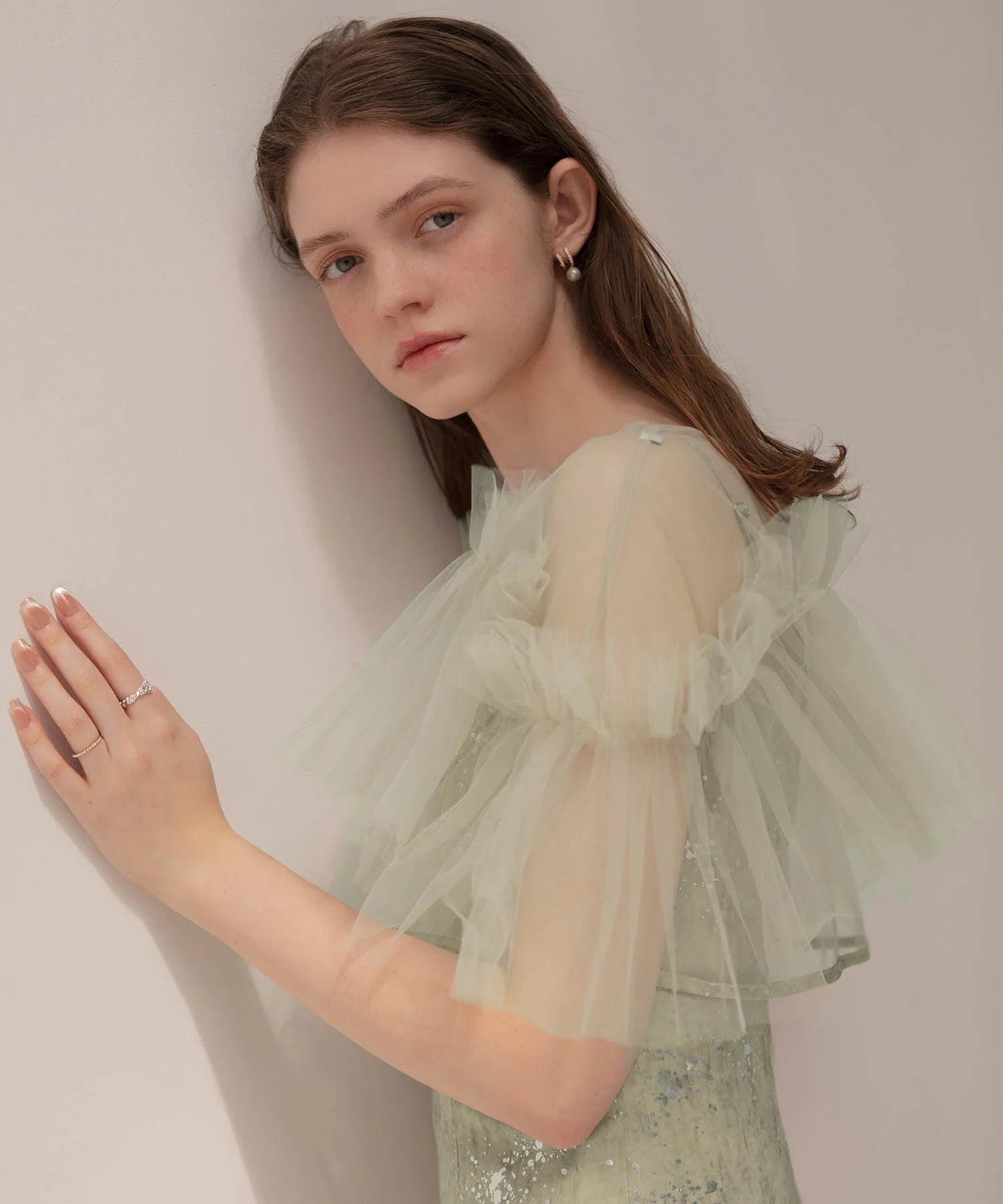 【当日発送】チュールフリルボレロペイントマーメイドワンピースドレス