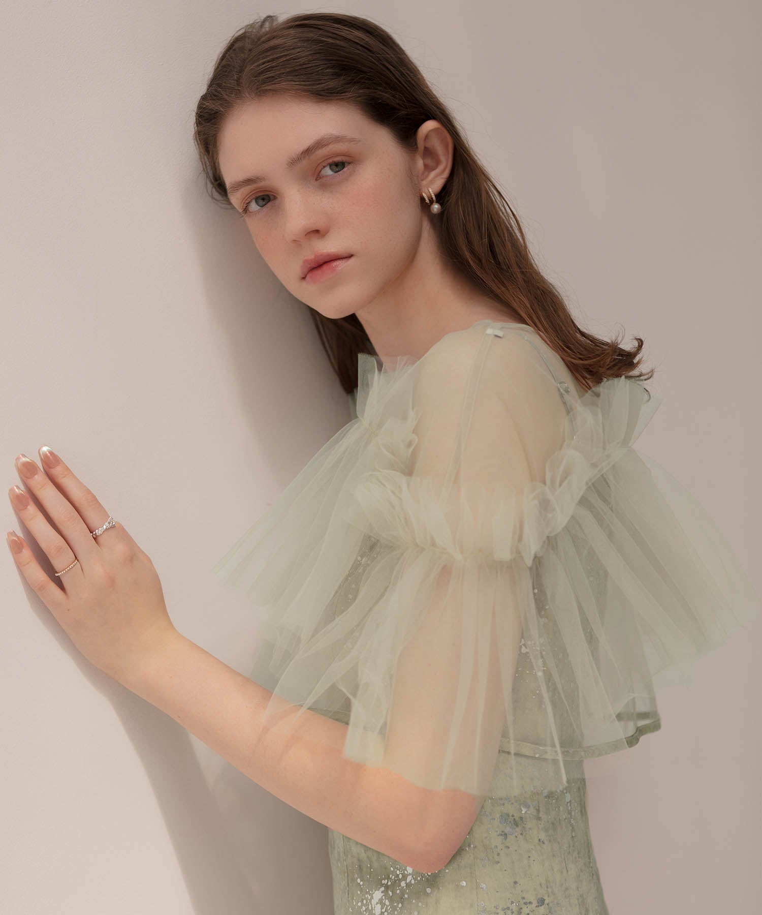 【当日発送】チュールフリルボレロペイントマーメイドワンピースドレス