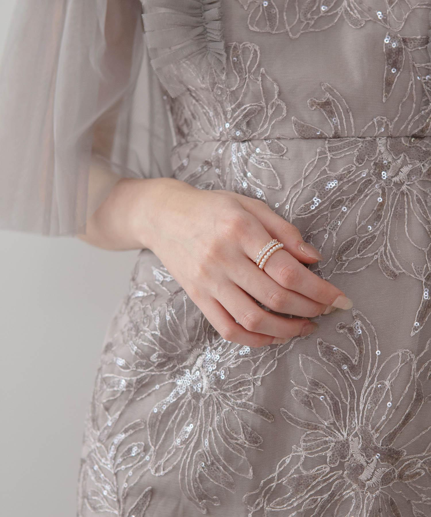 【当日発送】パールビジューラインループリング