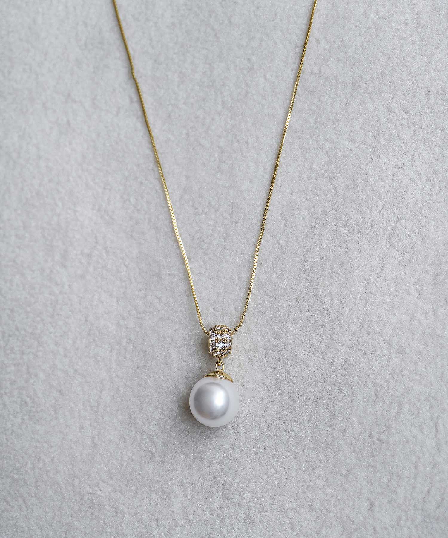 【予約販売】ゴールドストーンパールペンダントネックレス