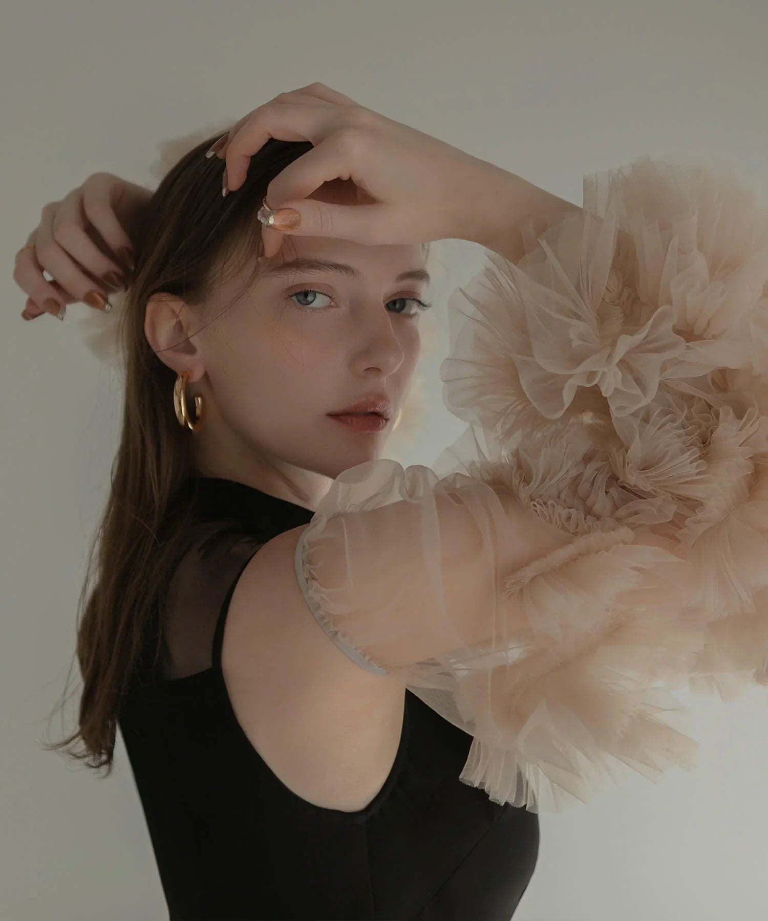 【当日発送】ボリュームチュールスリーブオールインワンパンツドレス