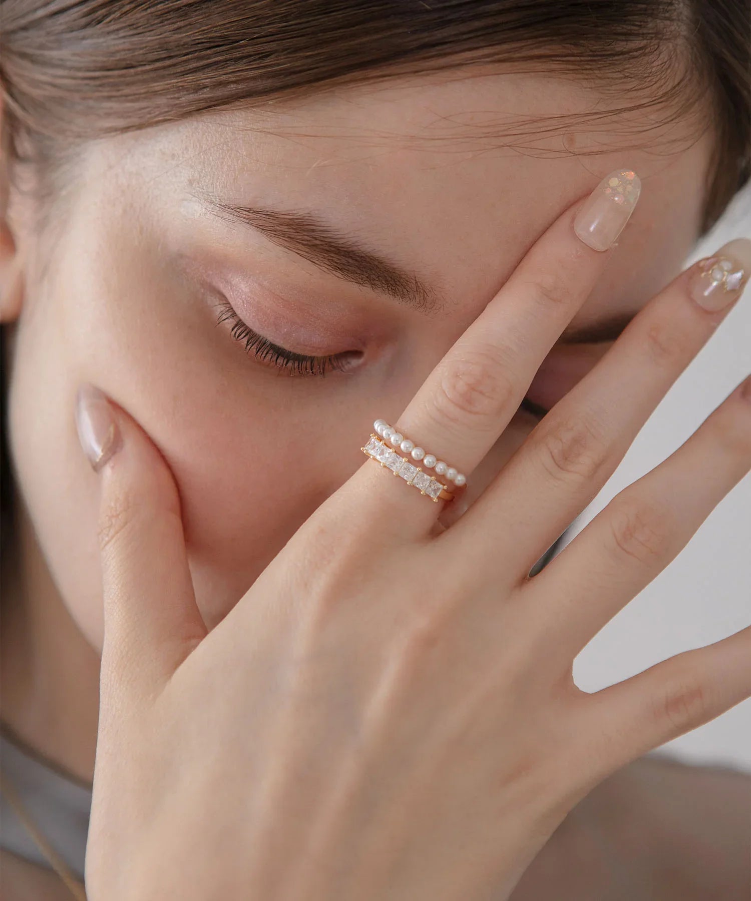 【当日発送】パールビジューラインループリング