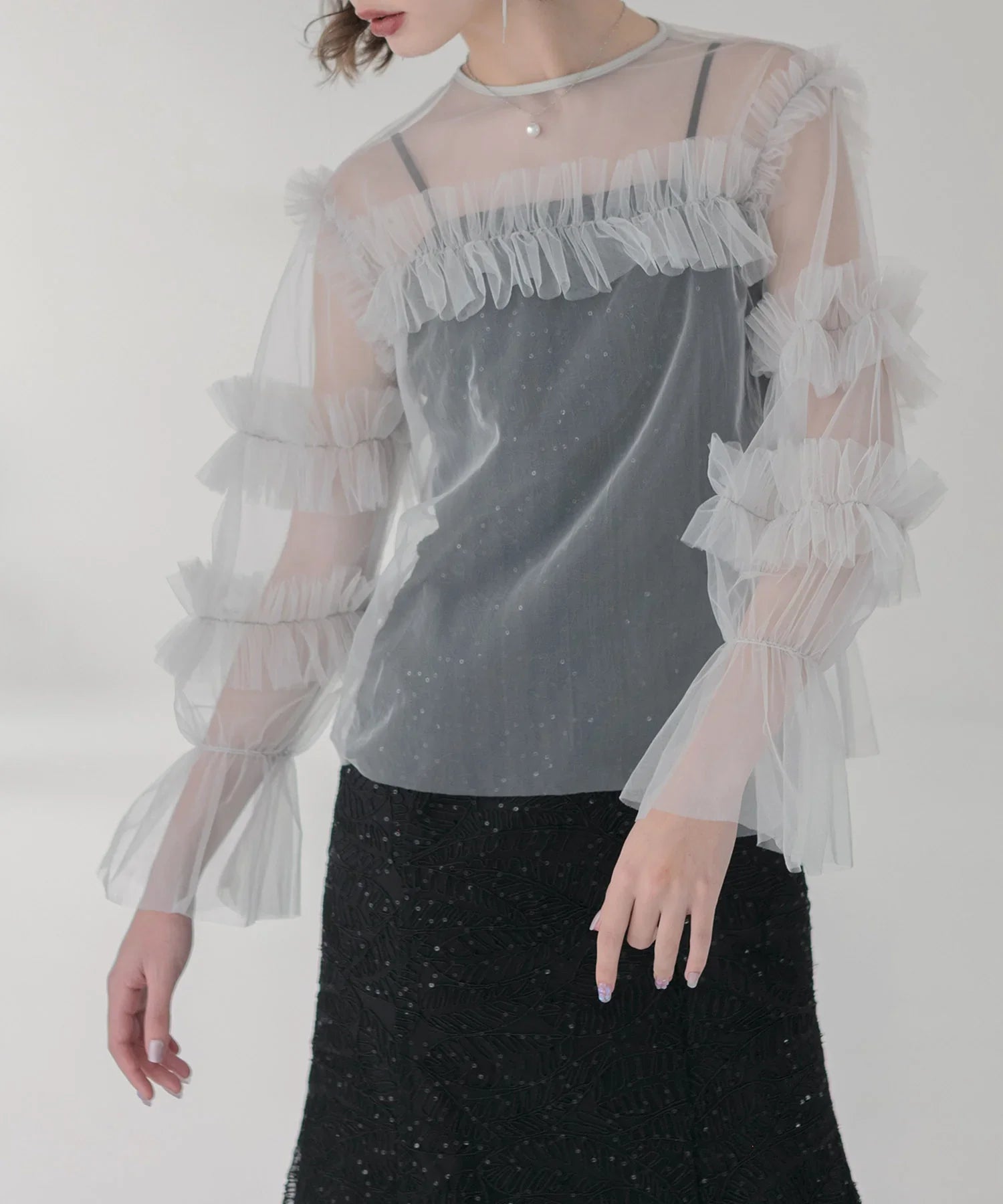 【当日発送】チュールフリルトップス
