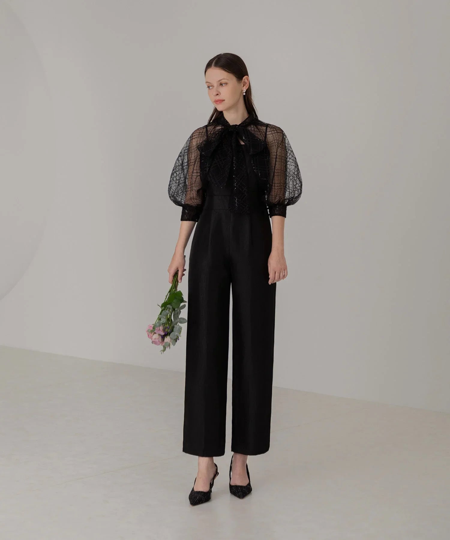 【當天出貨】圓點亮片緞帶波羅呢連身裙