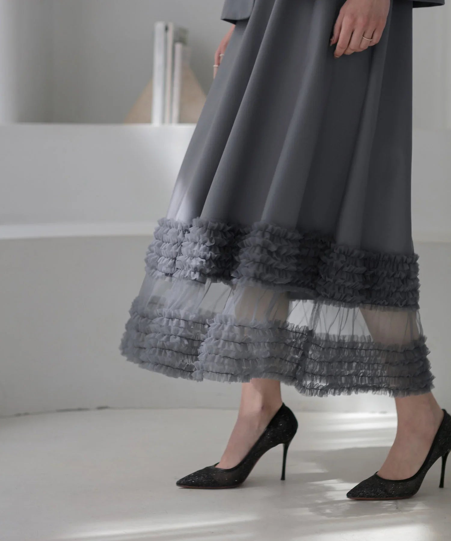 【当日発送】チュールフリルセットアップワンピースドレス