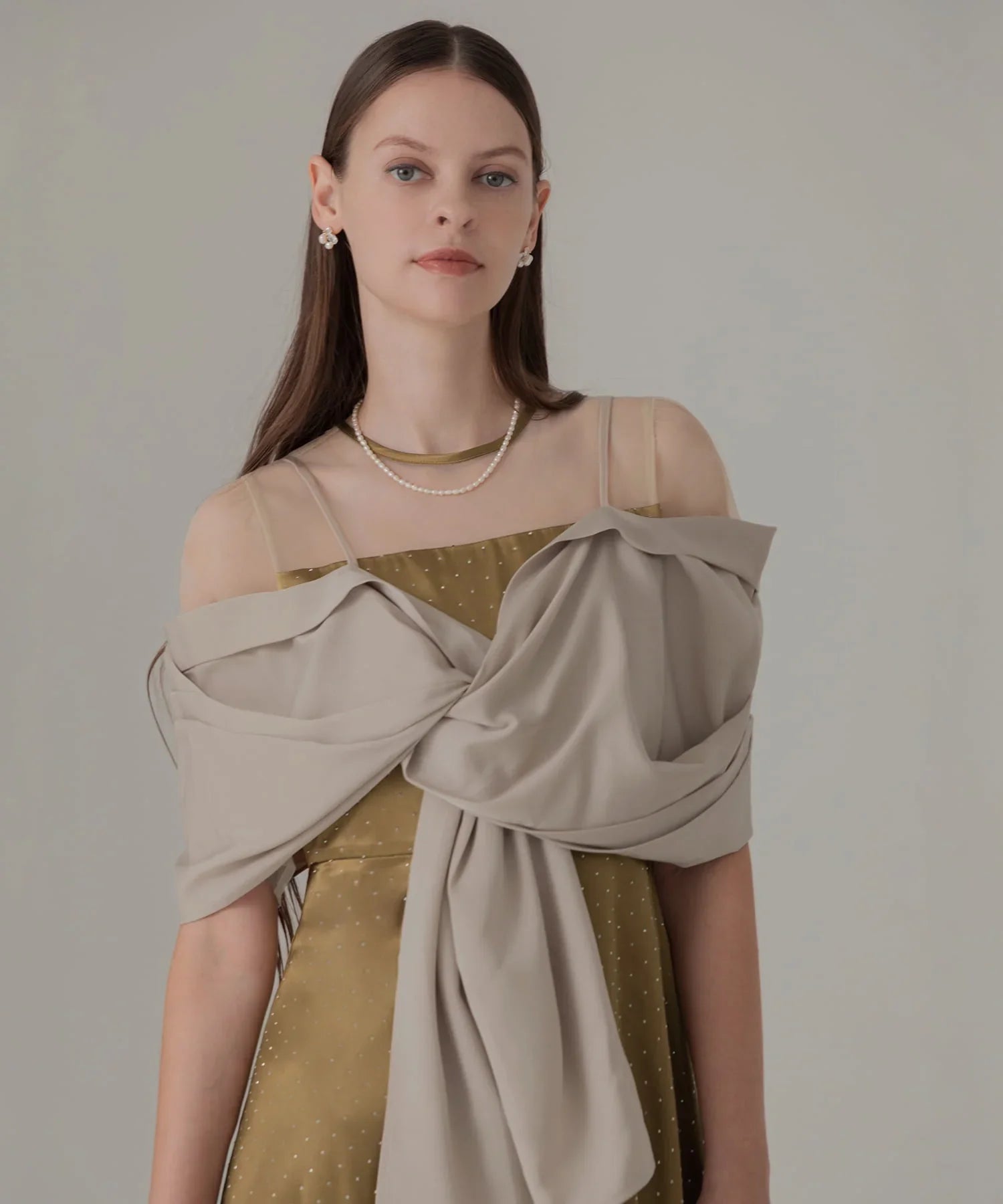 【SOLD OUT】2WAYリボンボレロドットストーンワンピースドレス