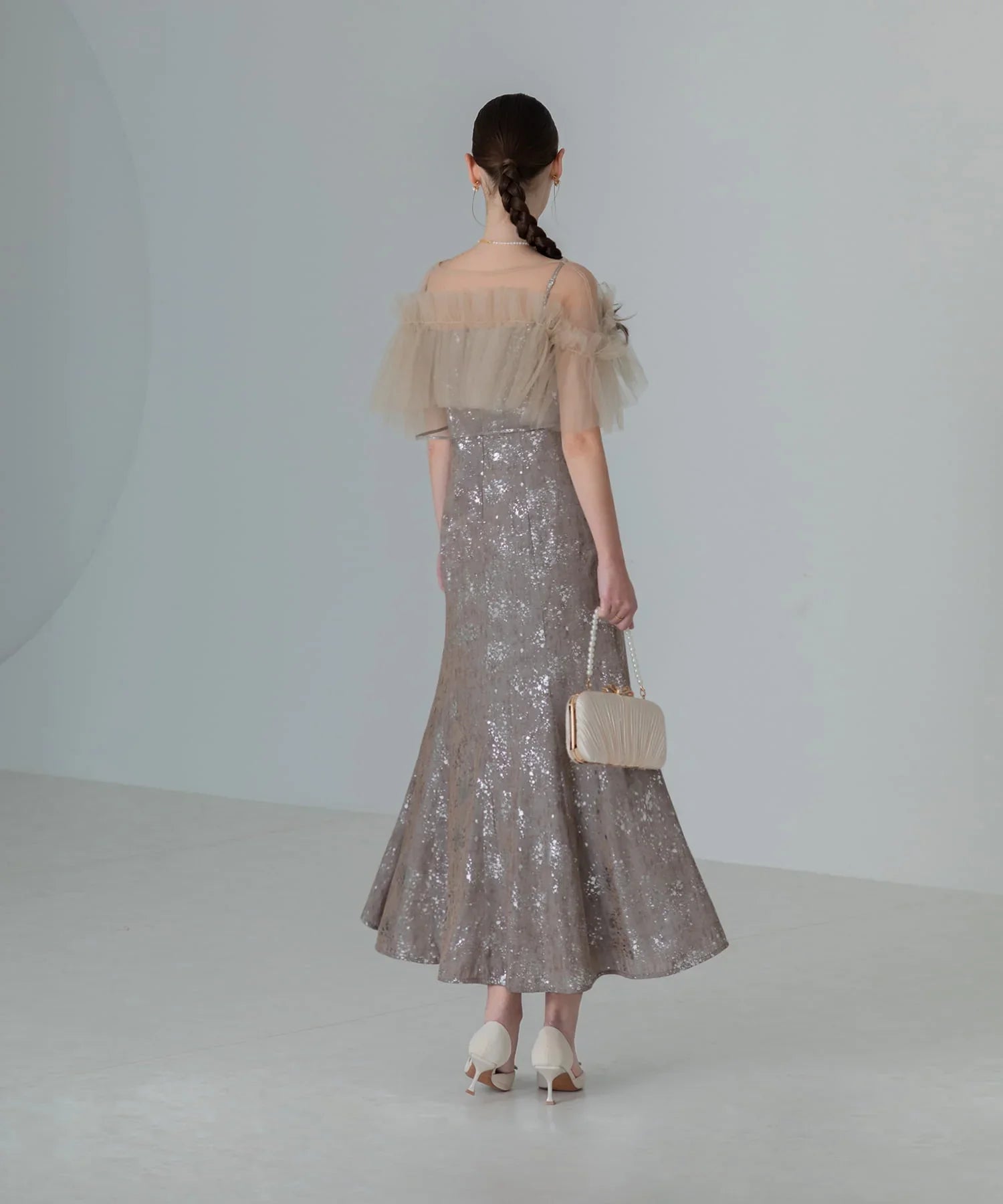 【当日発送】チュールフリルボレロペイントマーメイドワンピースドレス