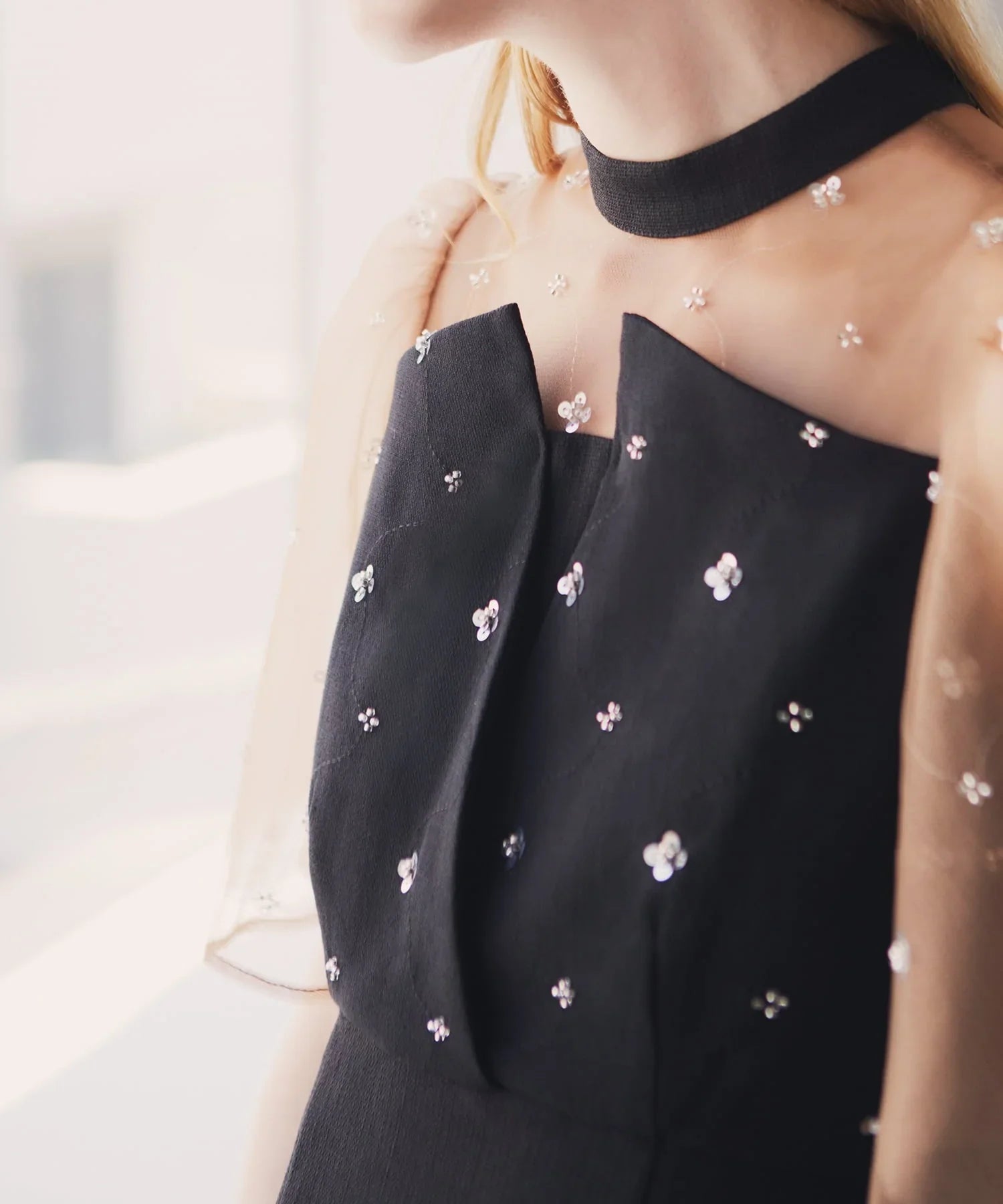 【當天出貨】碎花亮片薄紗重疊魚尾裙