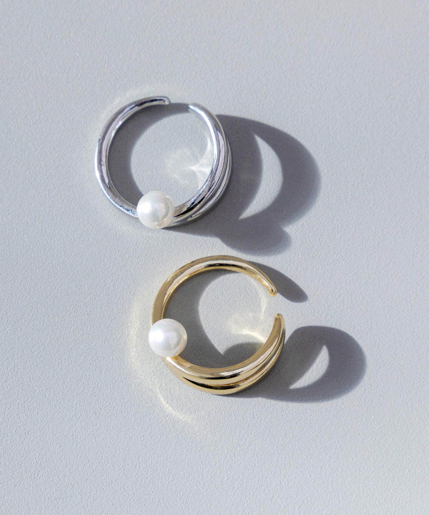 【当日発送】モダンパールオープンリング