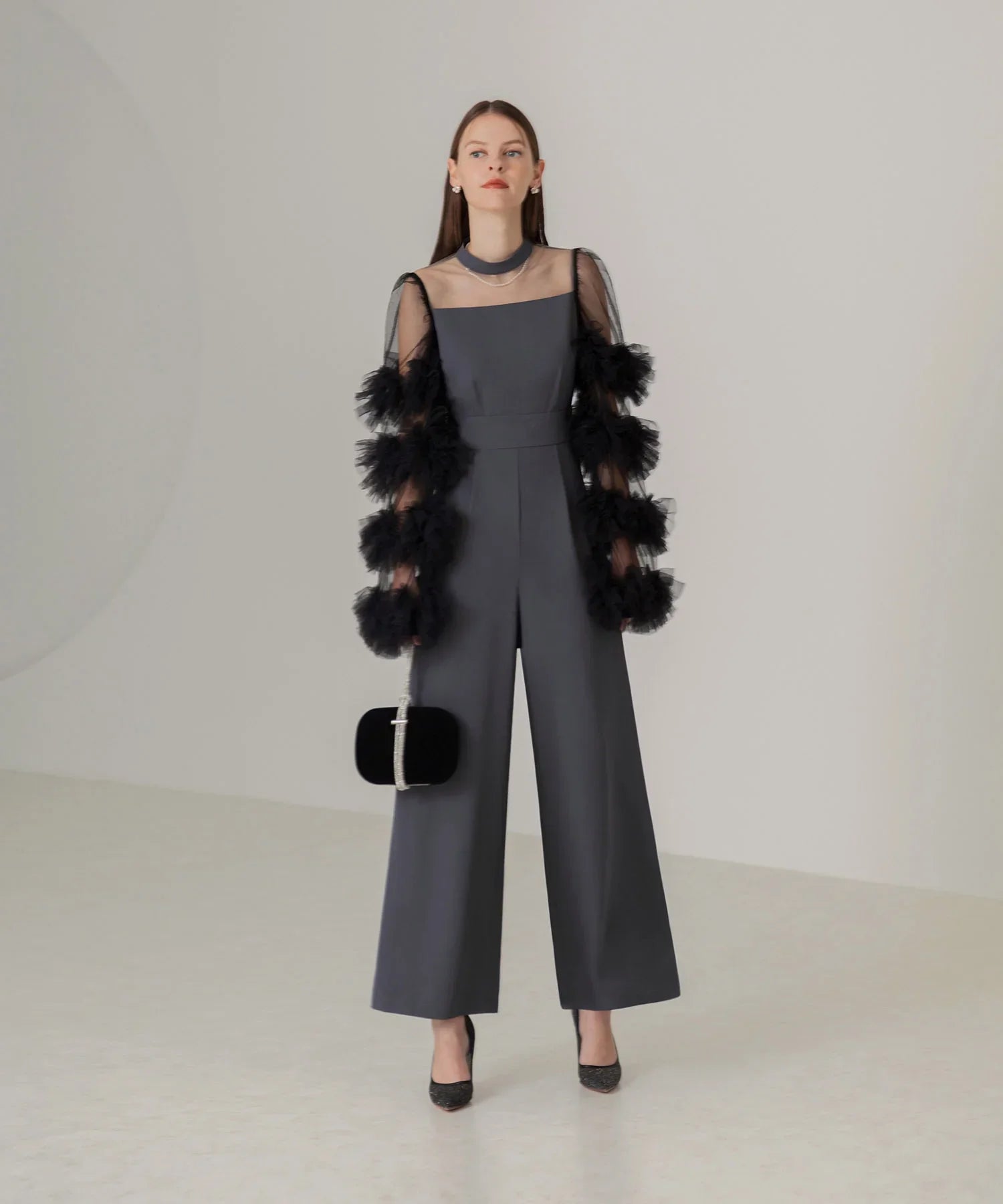 【当日発送】ボリュームチュールスリーブオールインワンパンツドレス