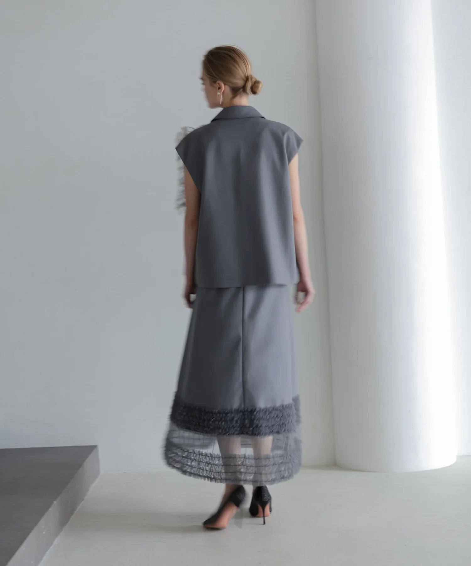 【当日発送】チュールフリルセットアップワンピースドレス