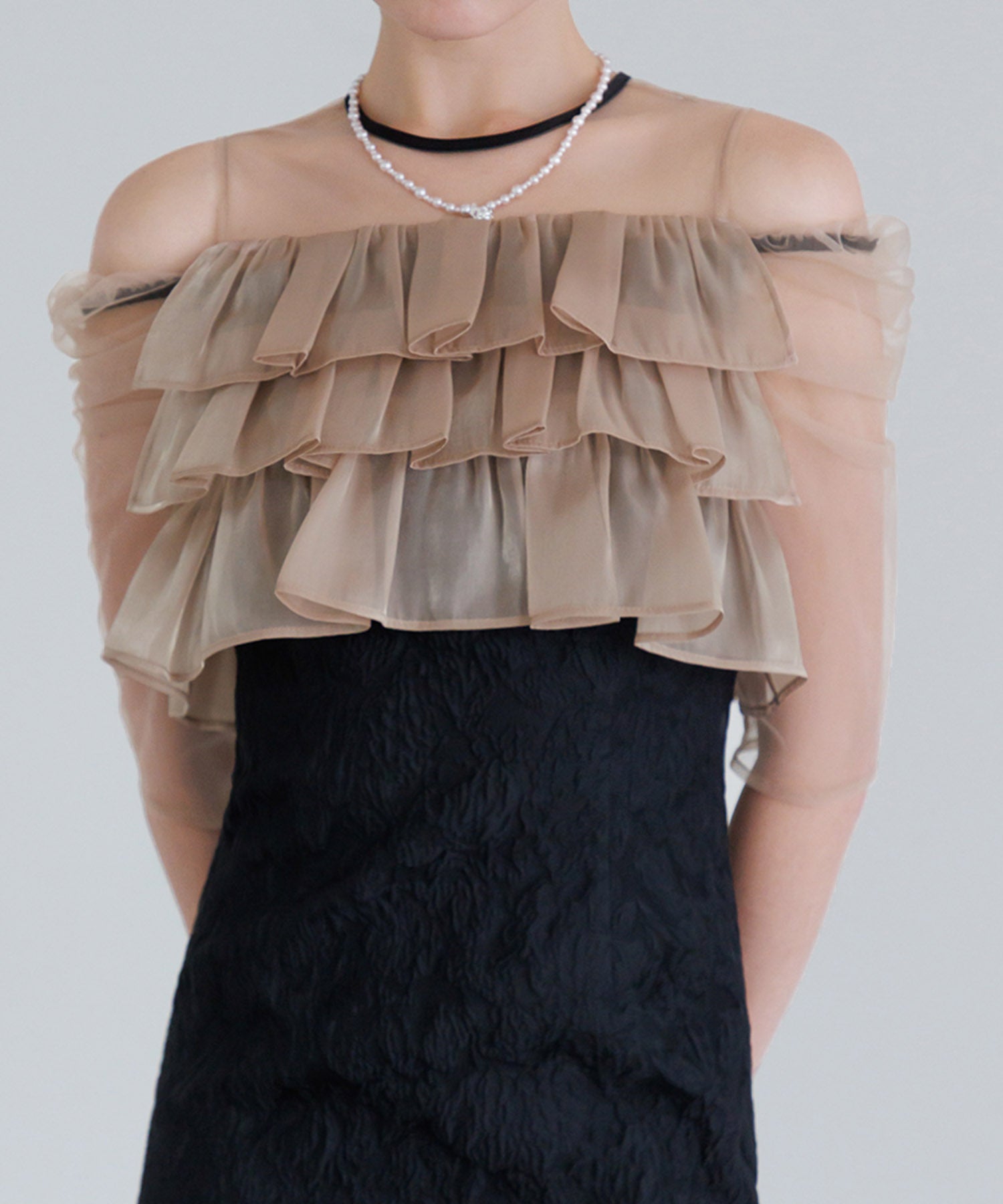 【当日発送】3WAYティアードフリルジャガードIラインワンピースドレス