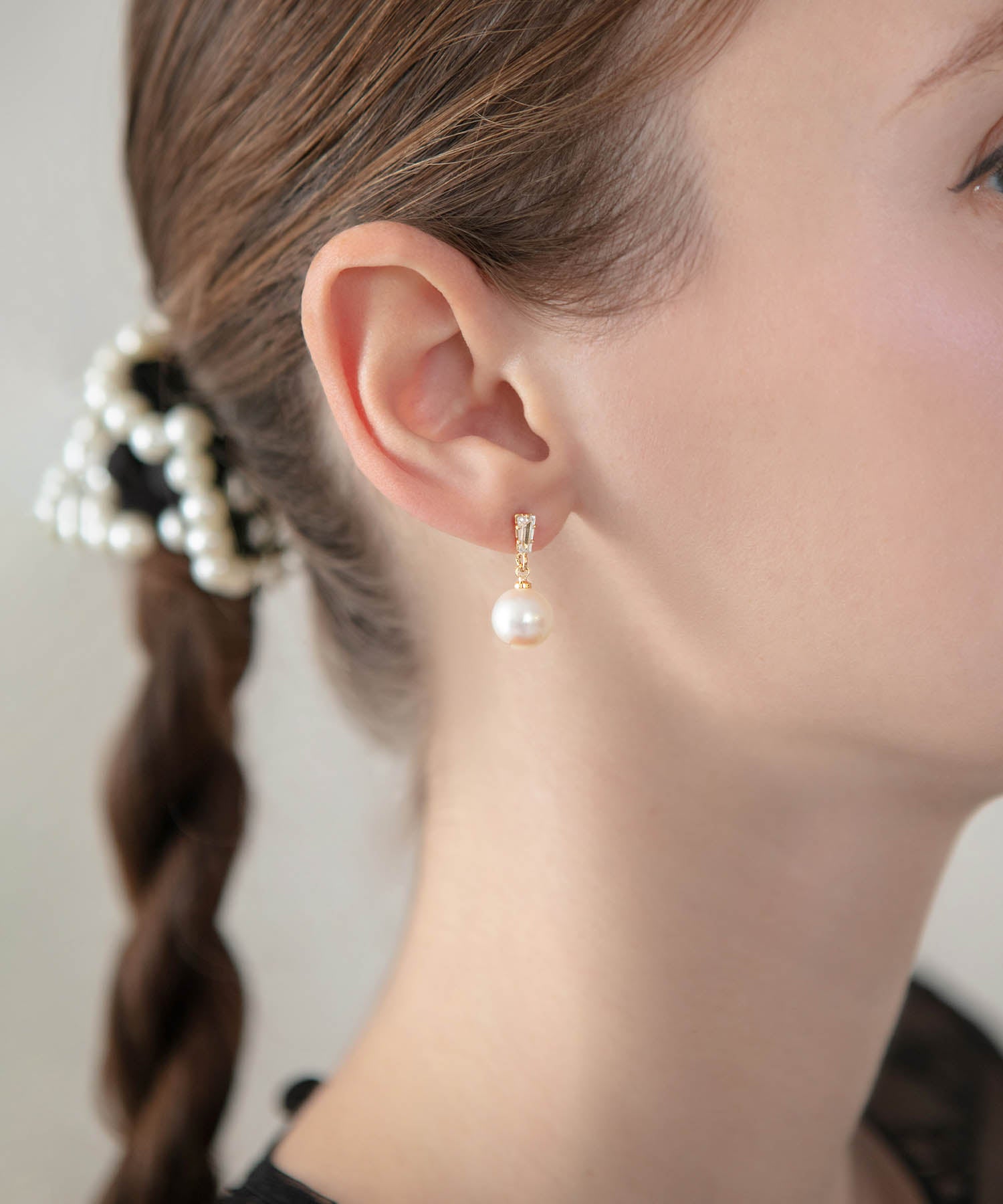 【予約販売】エレガントドロップパールショートピアス