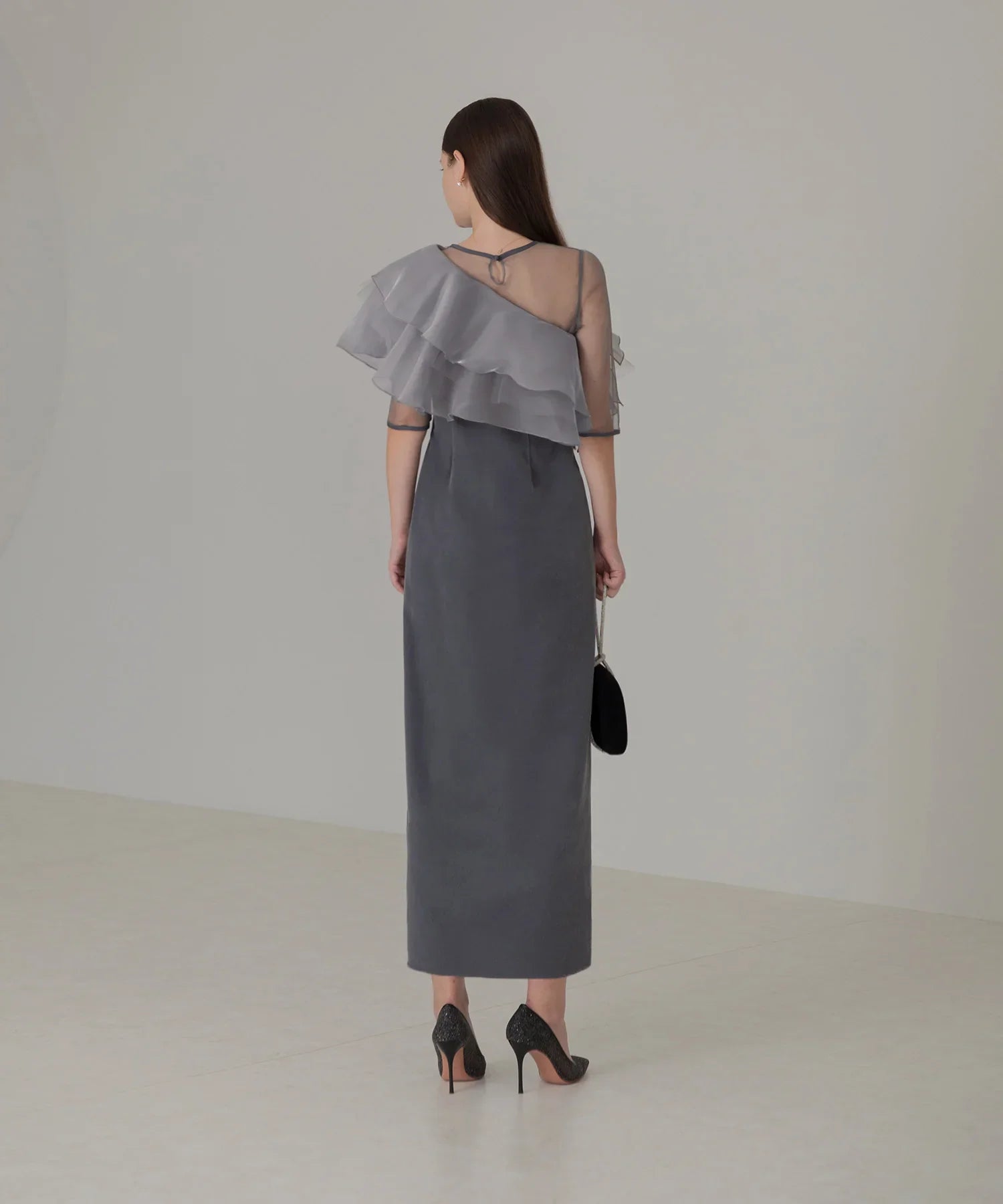 【当日発送】アシンメトリーティアードフリル3WAYベロアワンピースドレス