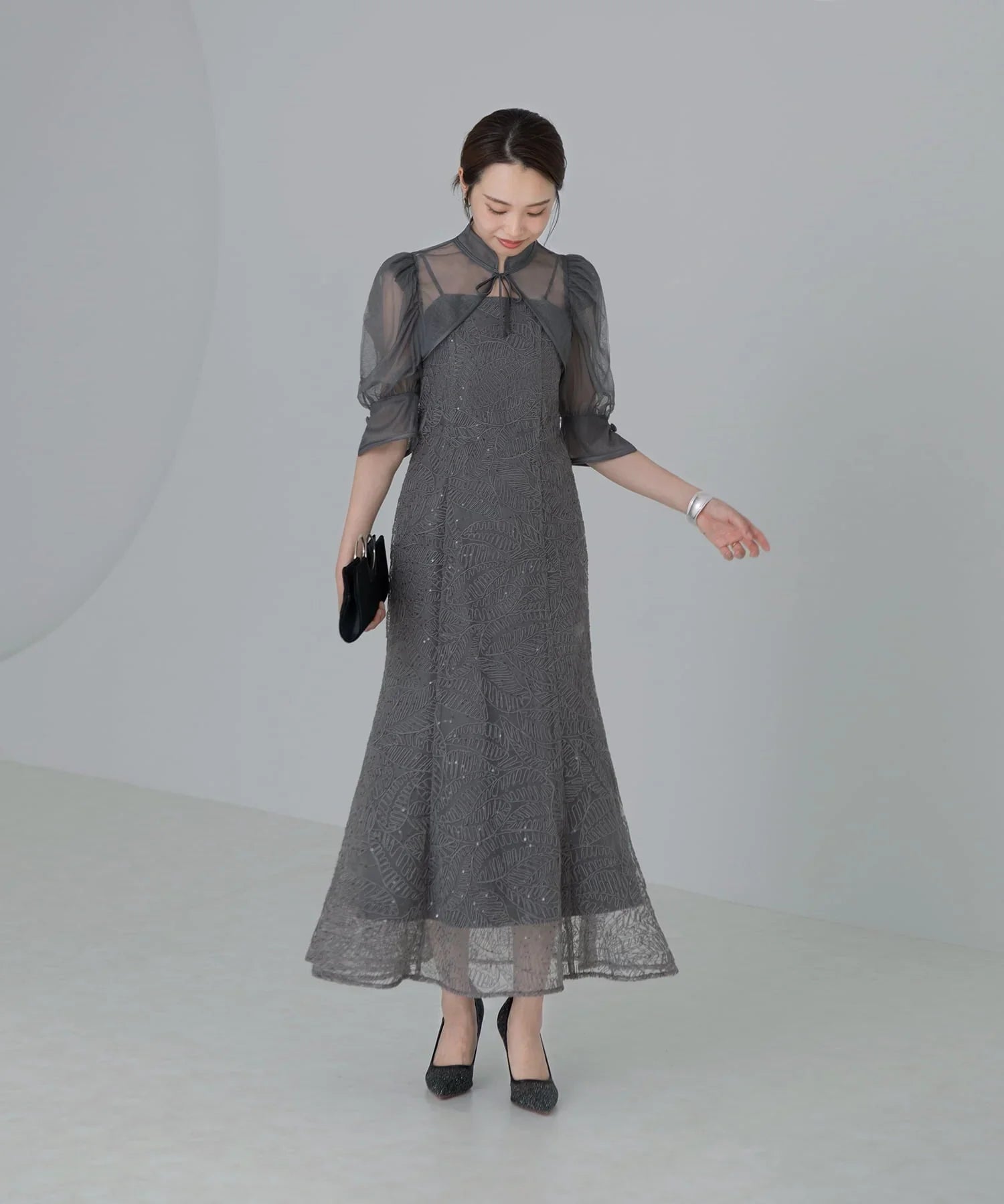 【当日発送】スパンコールボタニカルマーメイドボレロ2WAYワンピースドレス