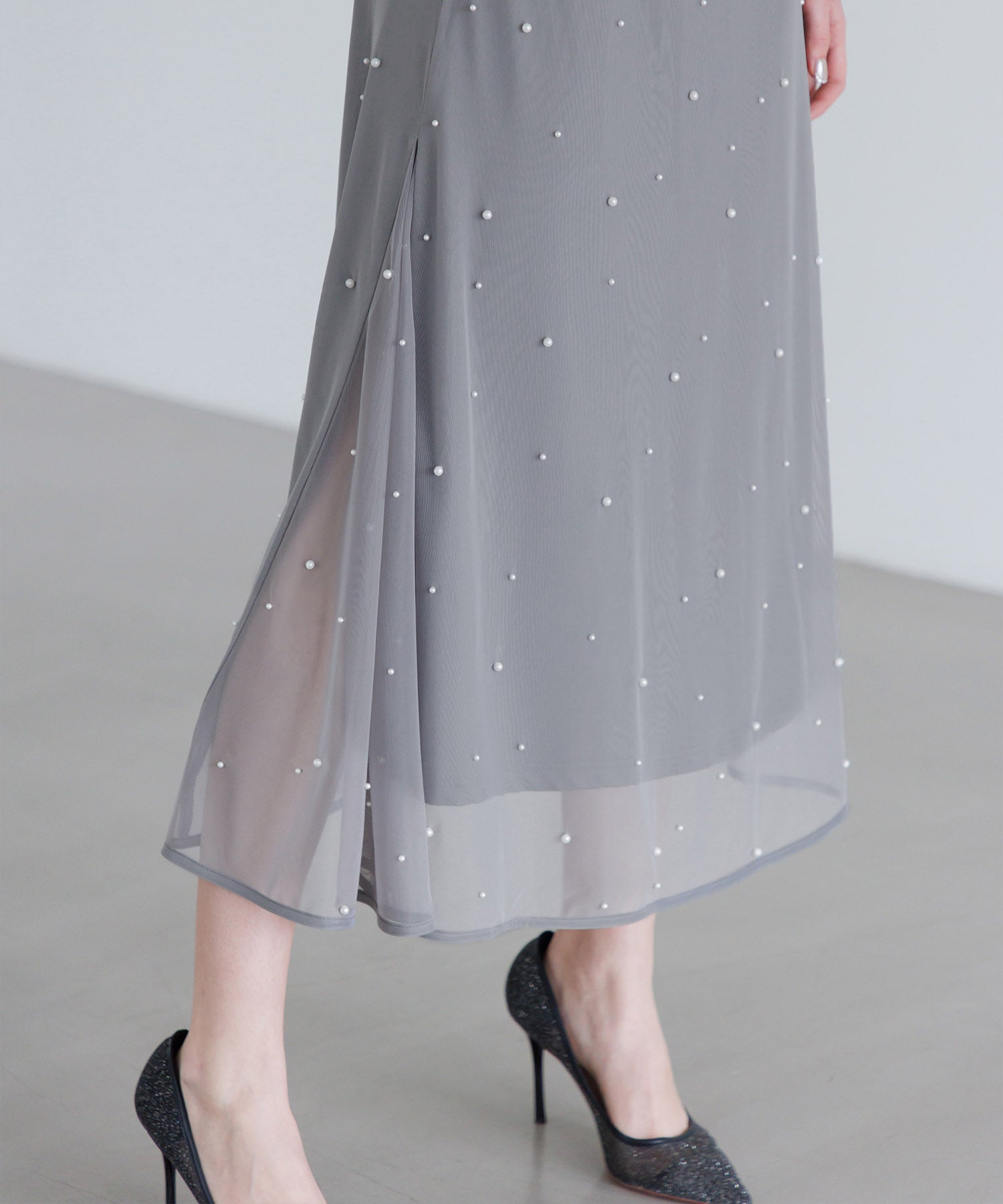 【一部当日発送】2WAYチュールトップスパールAラインワンピースドレス