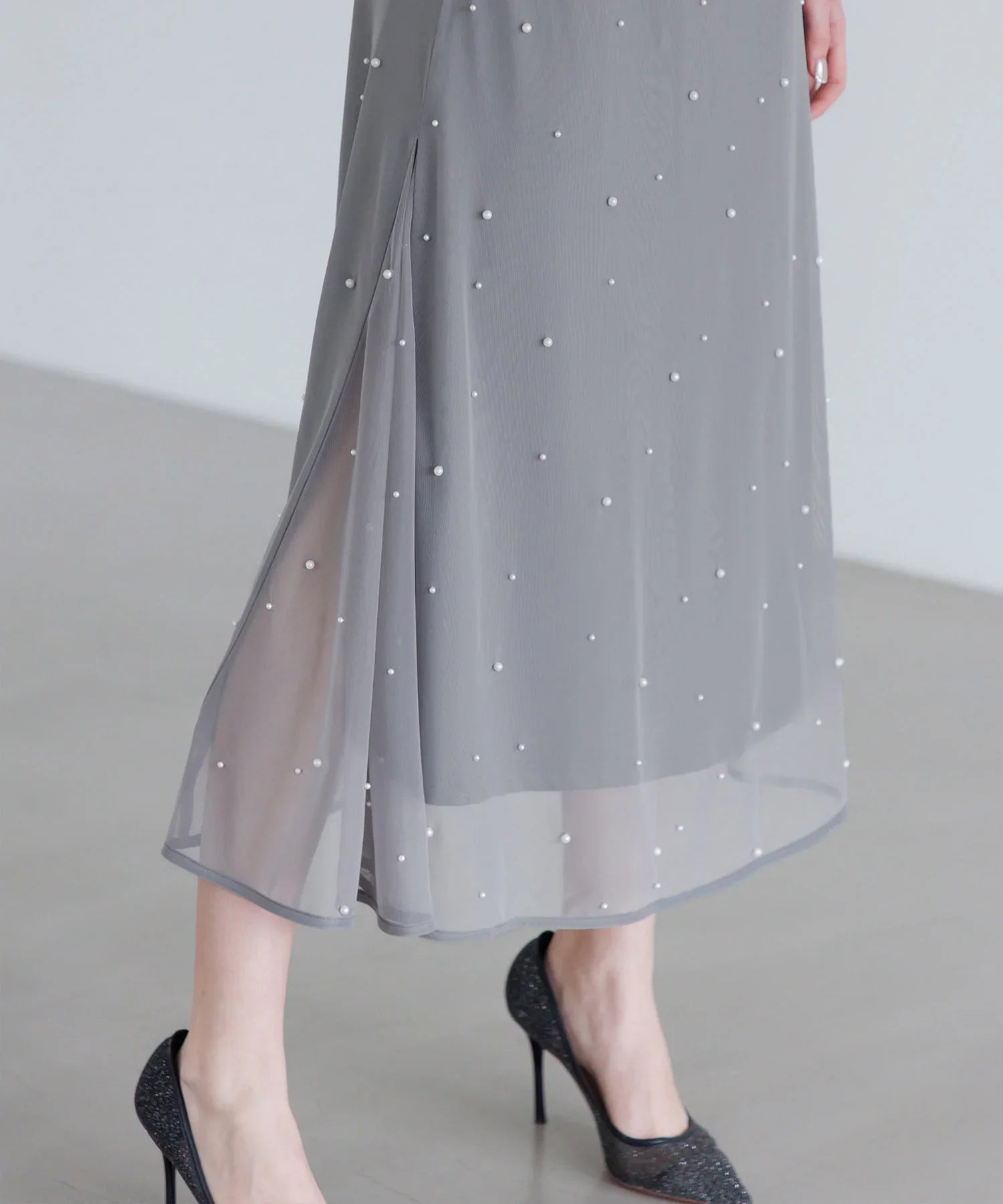 【一部当日発送】2WAYチュールトップスパールAラインワンピースドレス