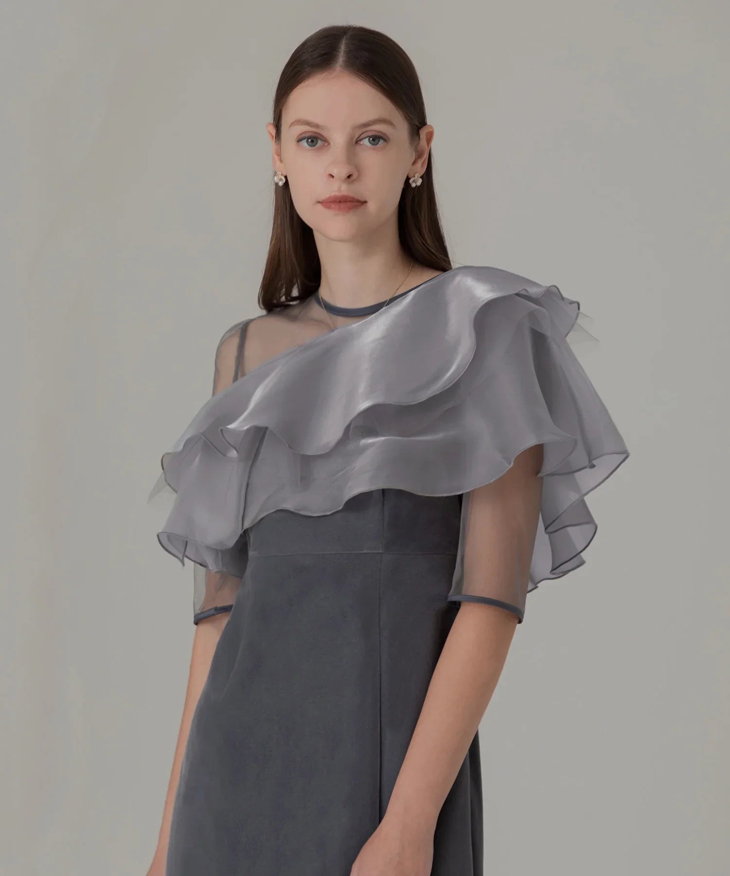 【当日発送】アシンメトリーティアードフリル3WAYベロアワンピースドレス