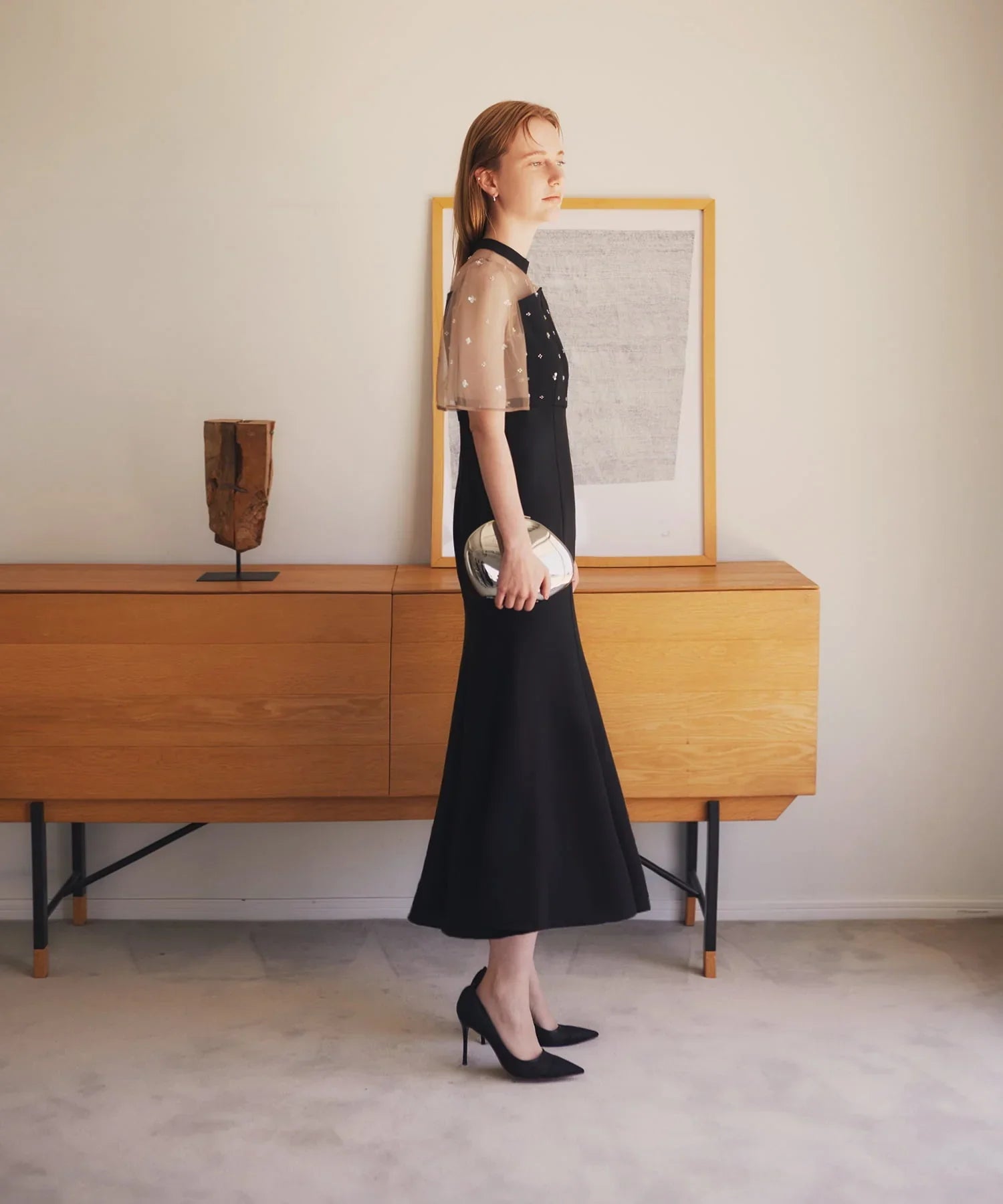 【當天出貨】碎花亮片薄紗重疊魚尾裙