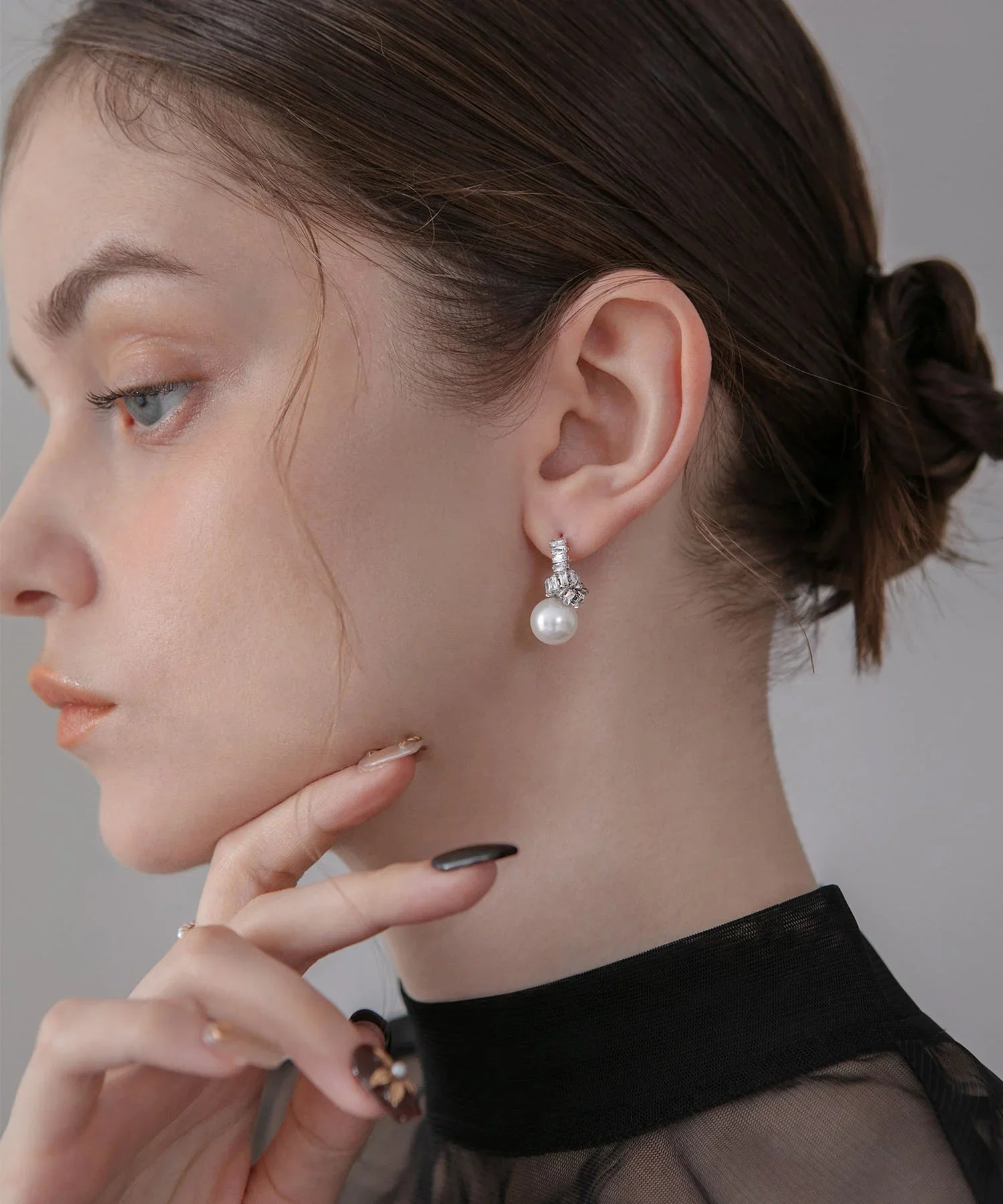 【当日発送】ツイストビジュードロップパールピアス