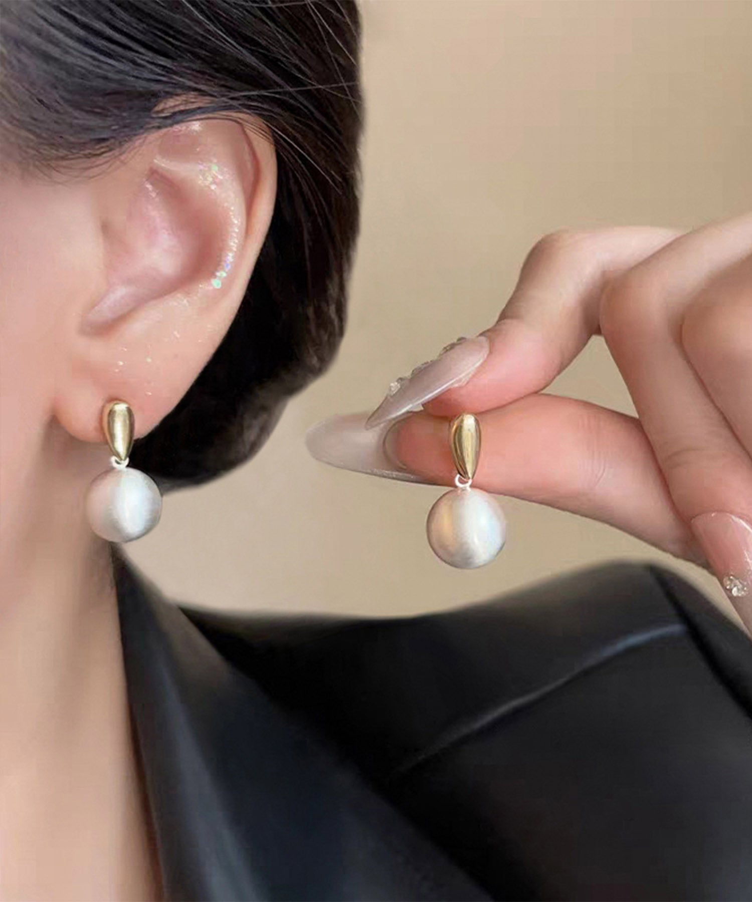 【当日発送】ゴールパーツドロップパールピアス
