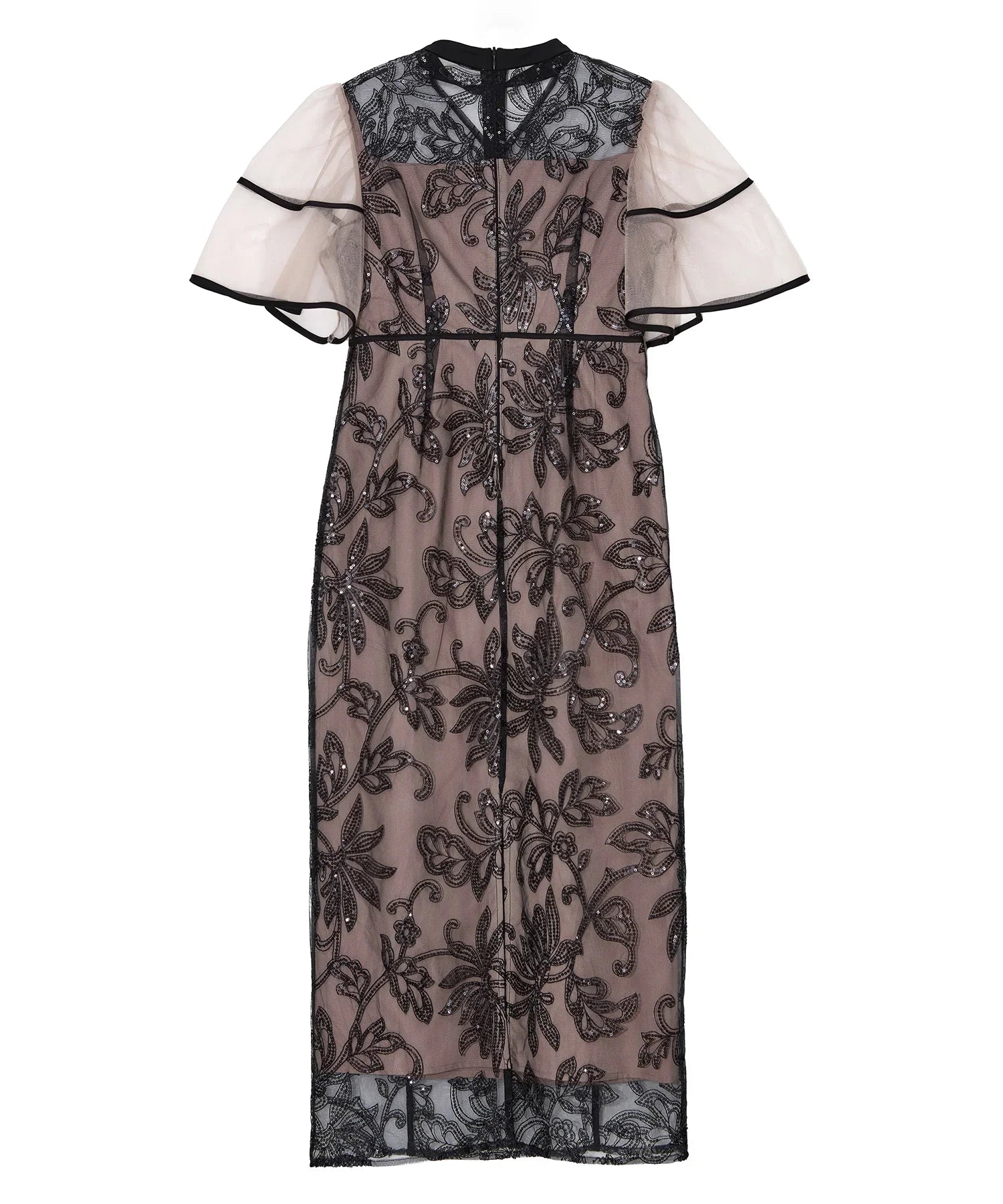 【当日発送】スパンコールフラワーIラインワンピースドレス