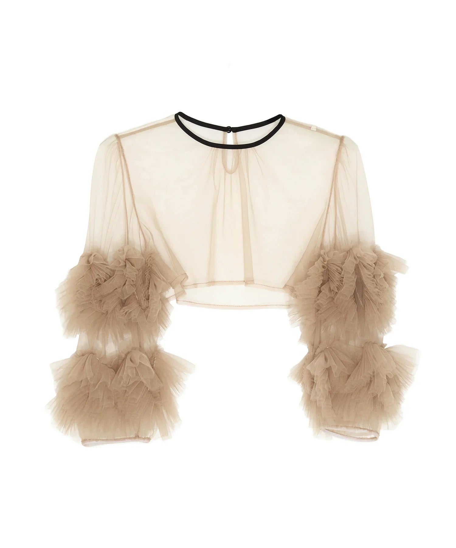 【予約販売】フラワースパンコールチュールフリルスリーブIラインワンピースドレス