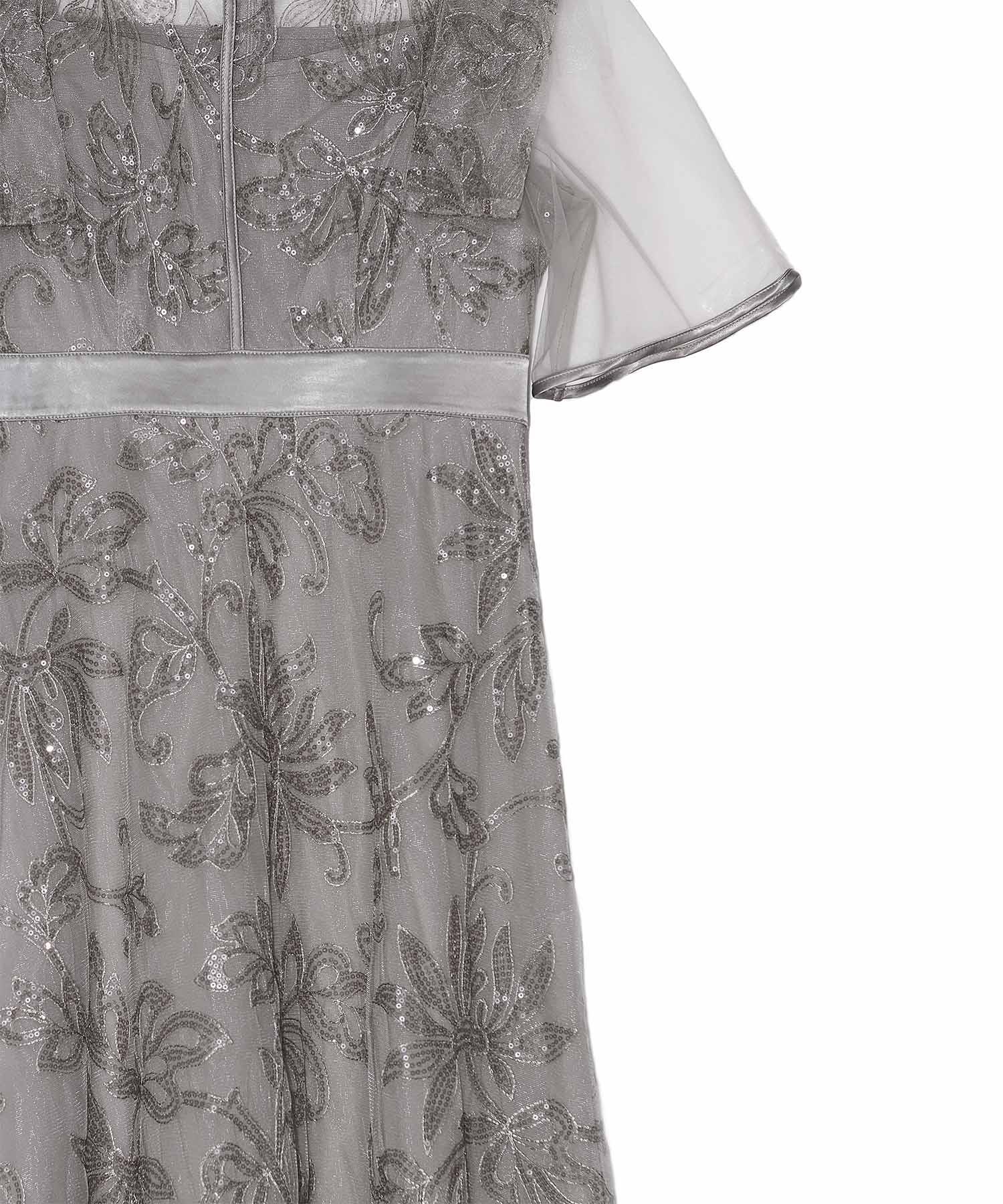 【一部当日発送】フラップデザインフラワースパンコールAラインワンピースドレス