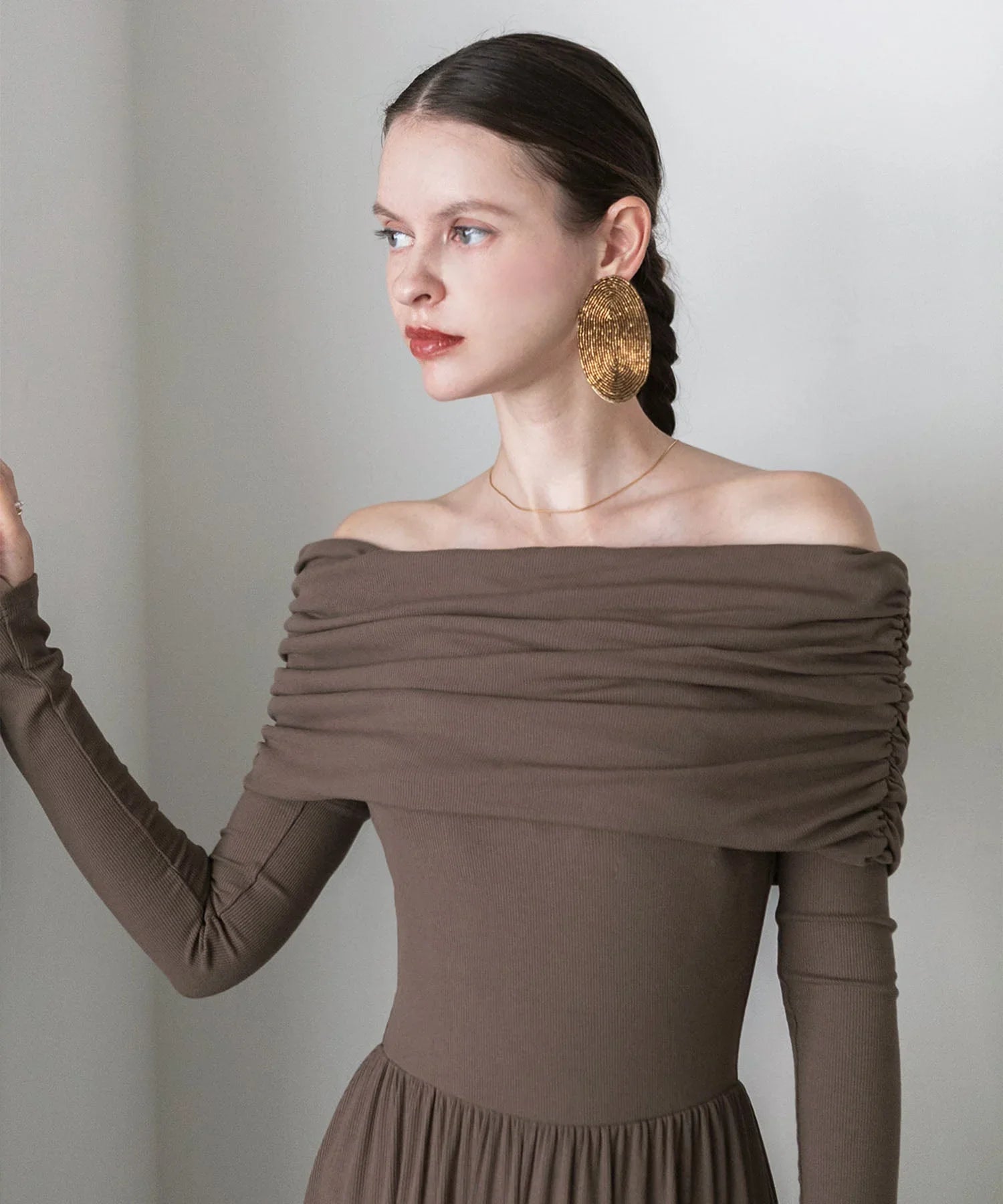 Same day Shipping Arm Cover Off shoulder Ribbed Knit Dress same-day-shipping-arm-cover-off-shoulder-ribbed-knit-dress