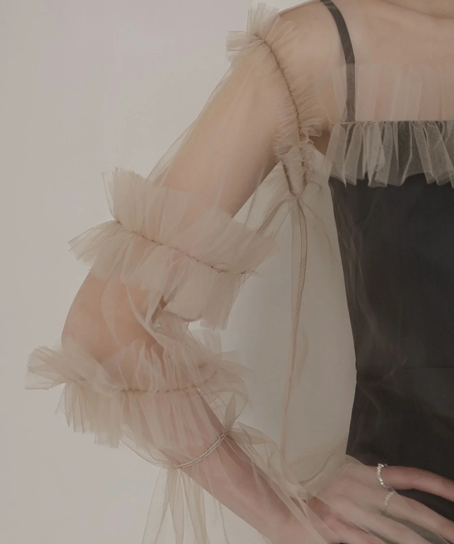 【SOLD OUT】チュールフリルペイントマーメイドワンピースドレス