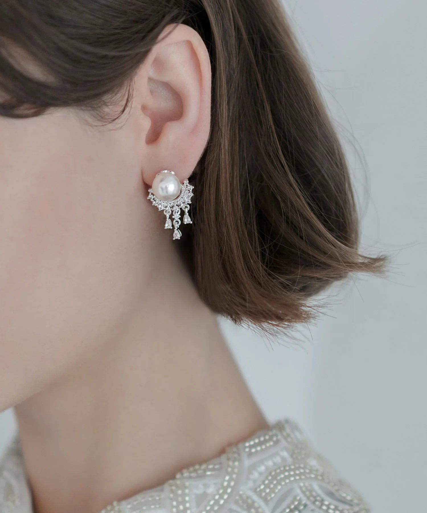 【当日発送】パールドロップビジューピアス