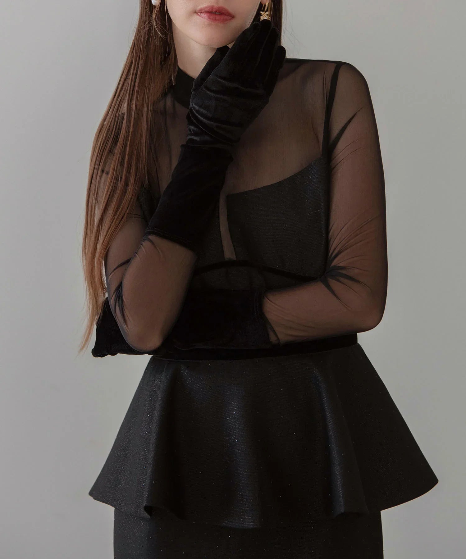 【LEJA LUXE】チュールペプラムベロアグローブIラインドレス