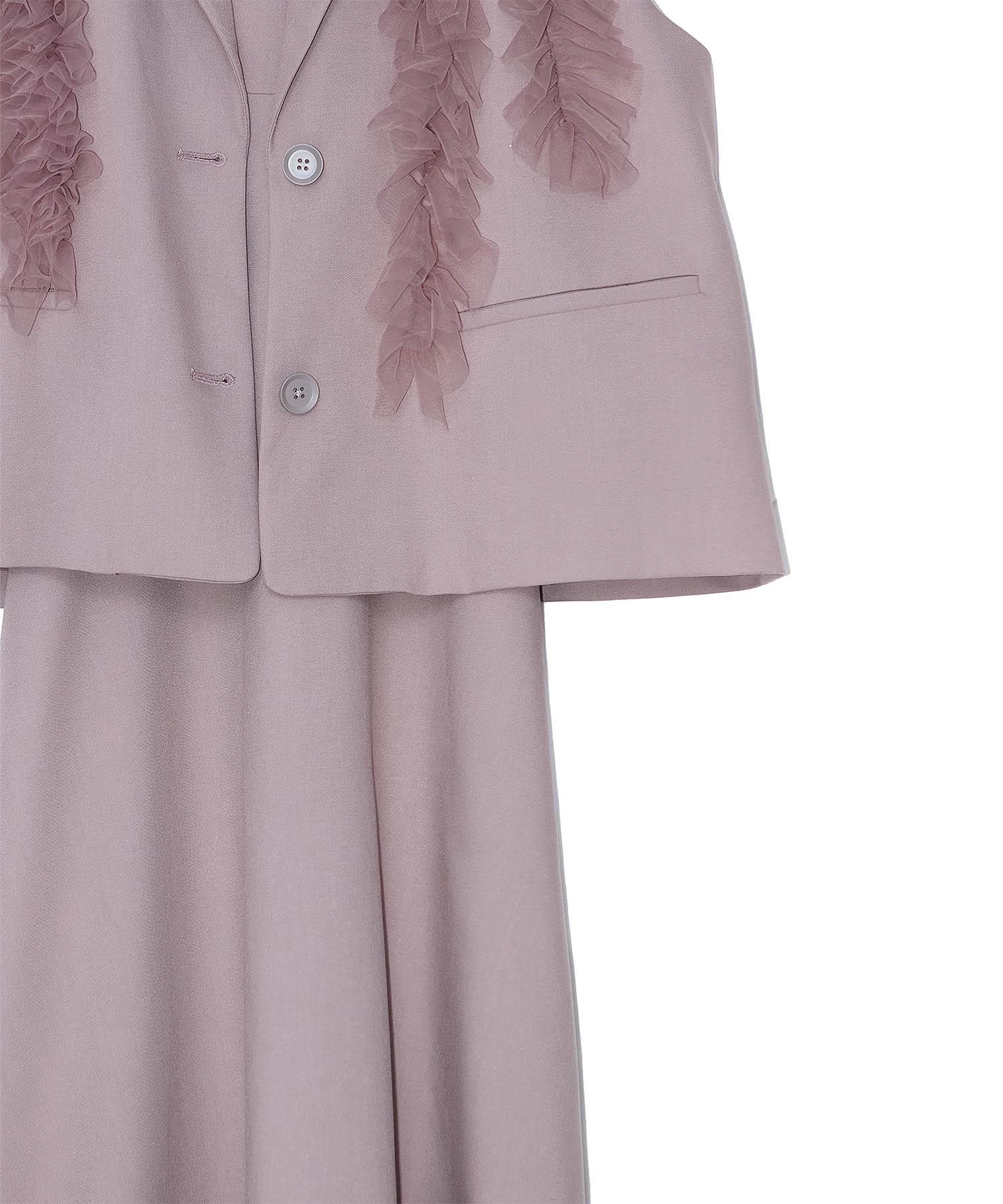 【当日発送】チュールフリルセットアップワンピースドレス