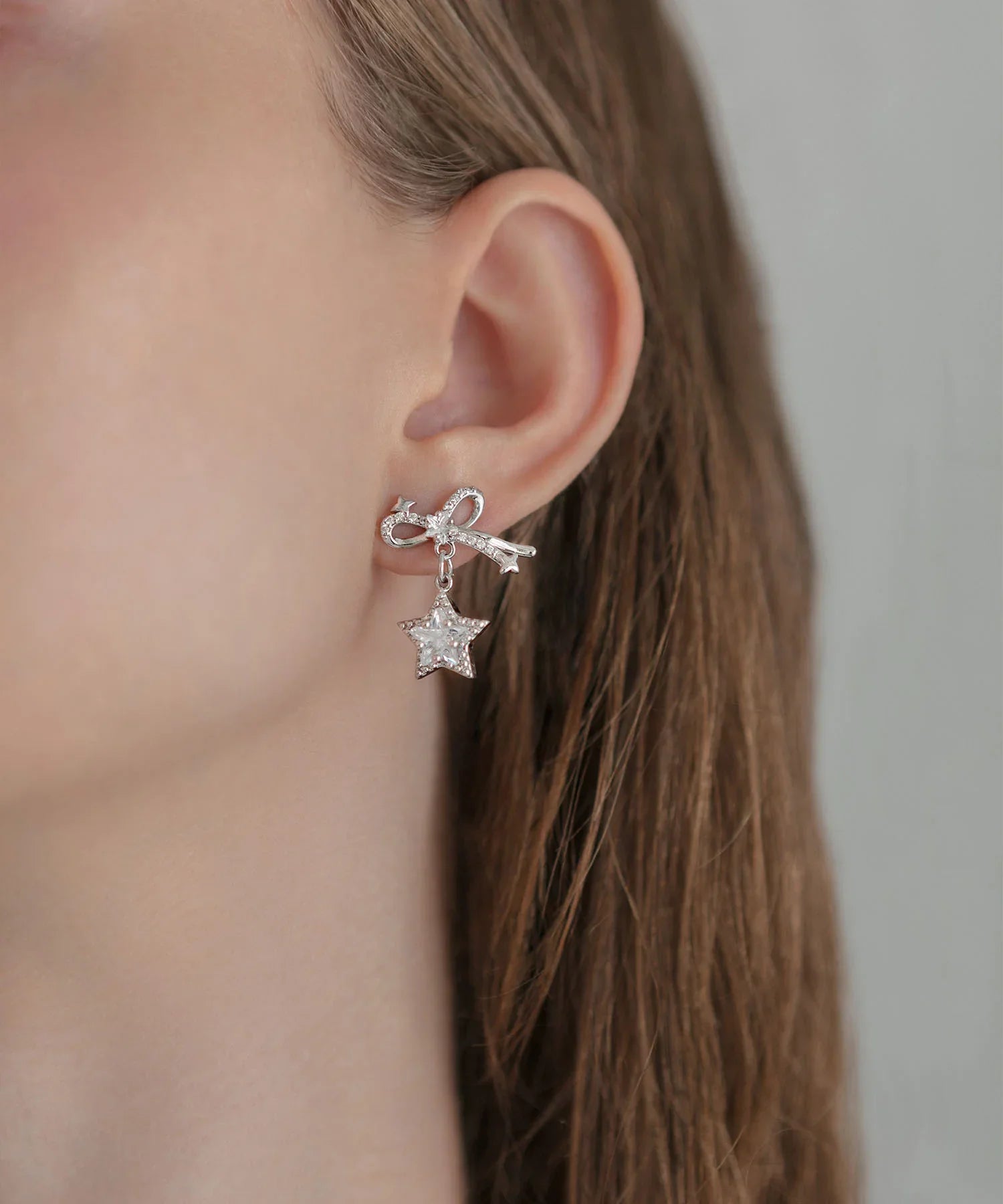 【当日発送】リボンスターモチーフシルバーピアス