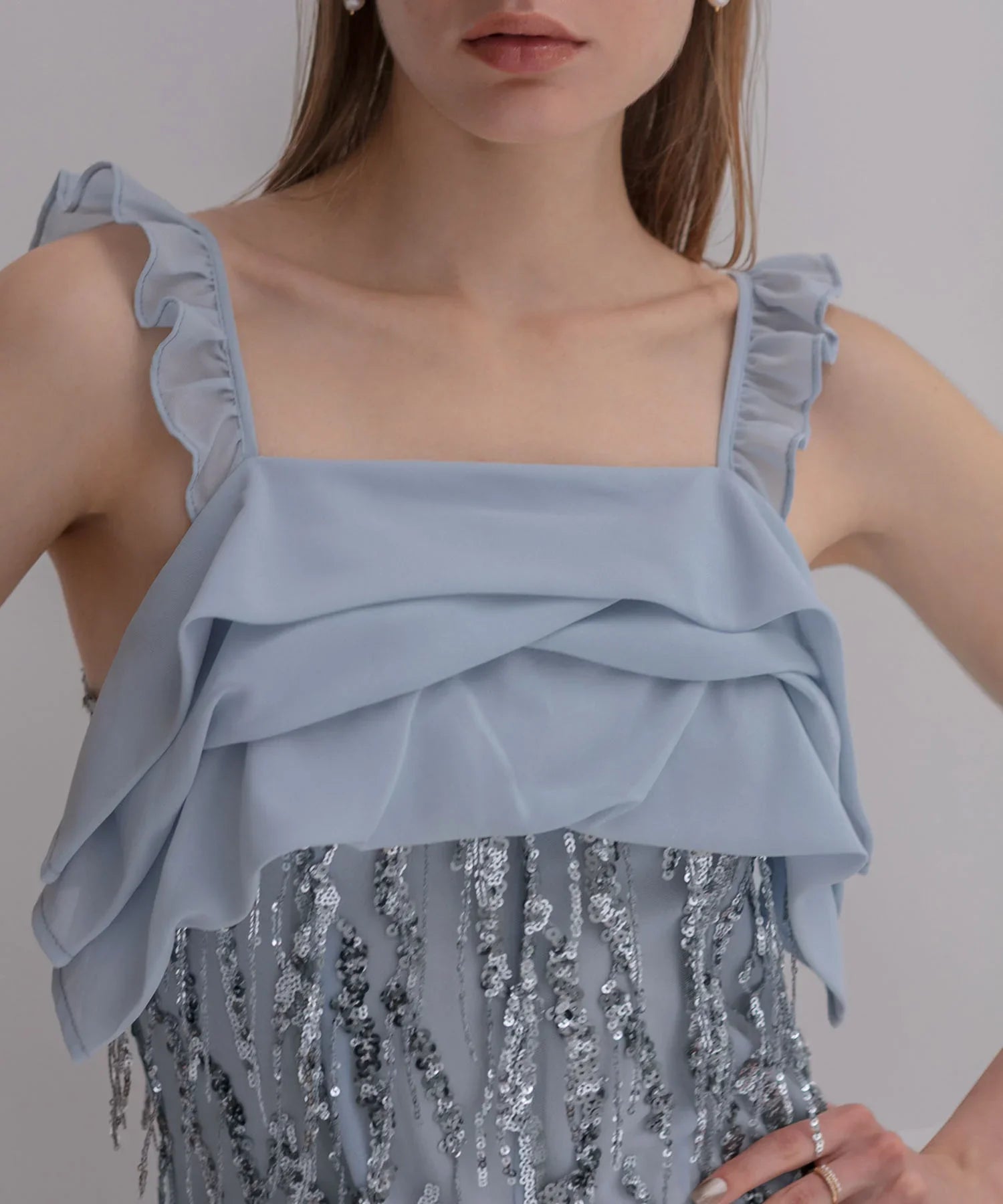 【LEJA LUXE】フリンジスパンコールIラインドレス