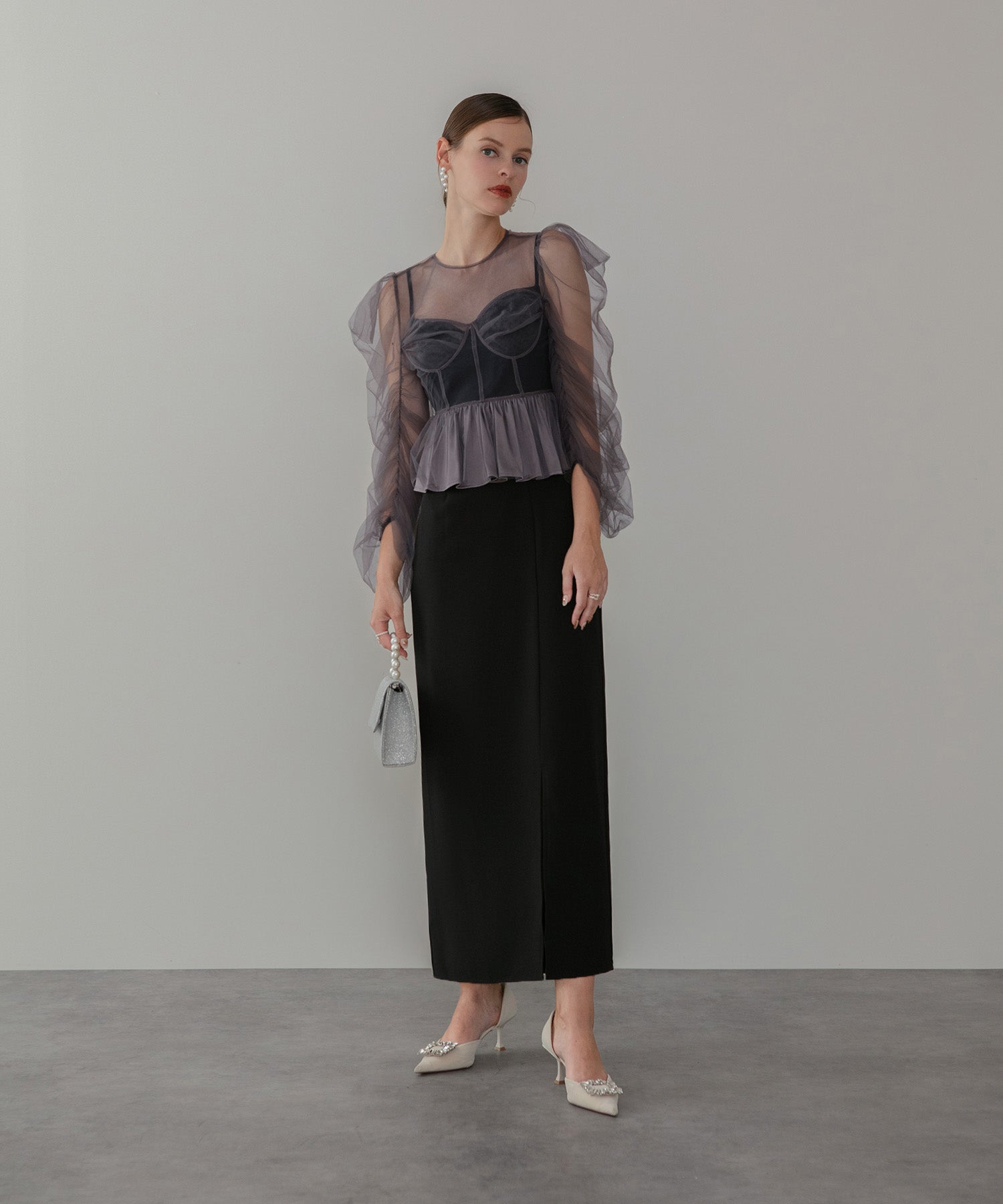 【当日発送】チュールペプラムトップスセットキャミワンピースドレス