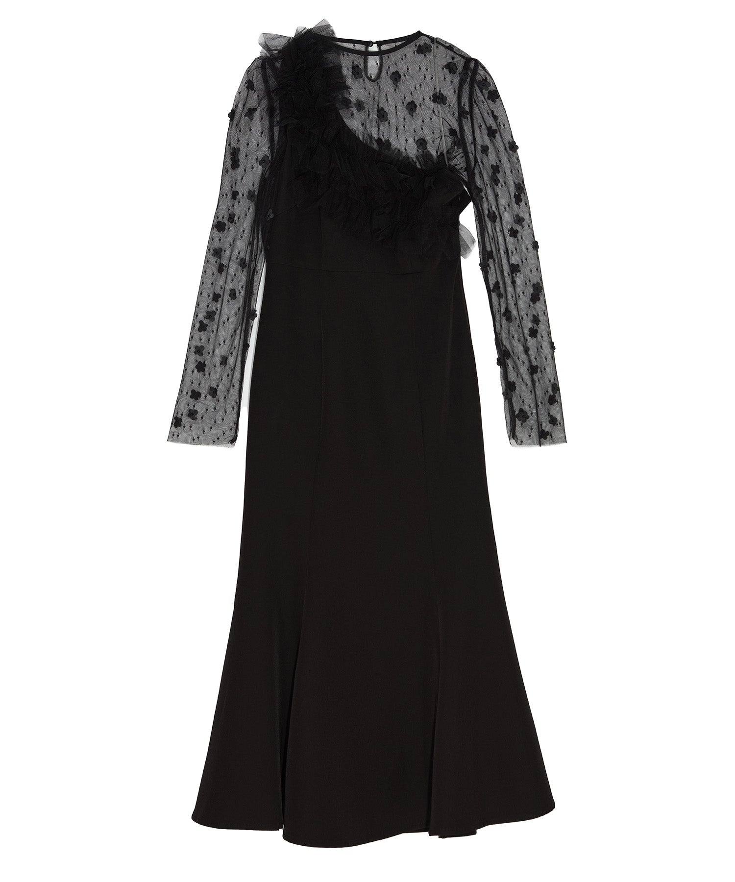 【当日発送】フラワーモチーフアシンメトリーチュールマーメイドワンピースドレス