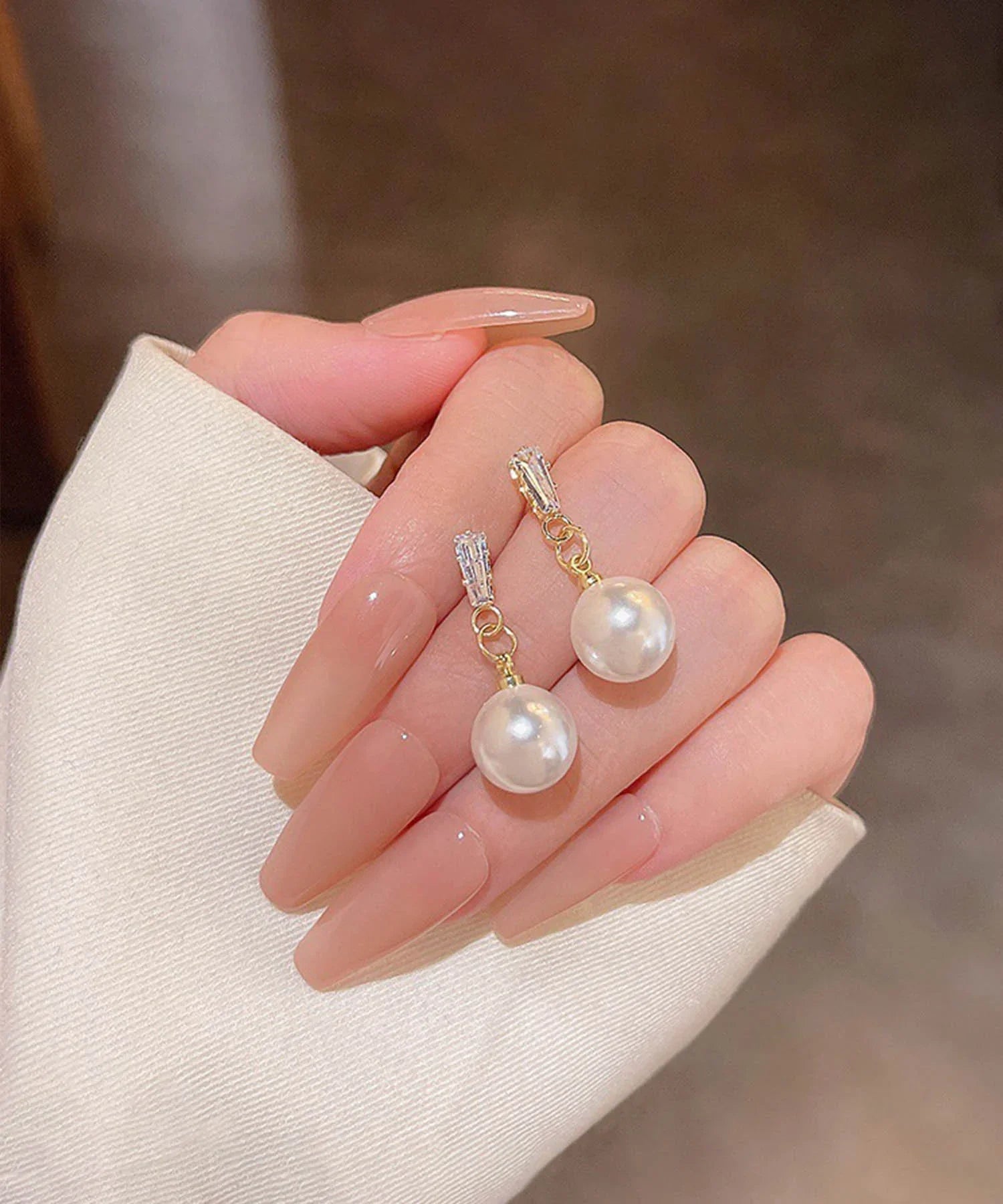 【予約販売】エレガントドロップパールショートピアス