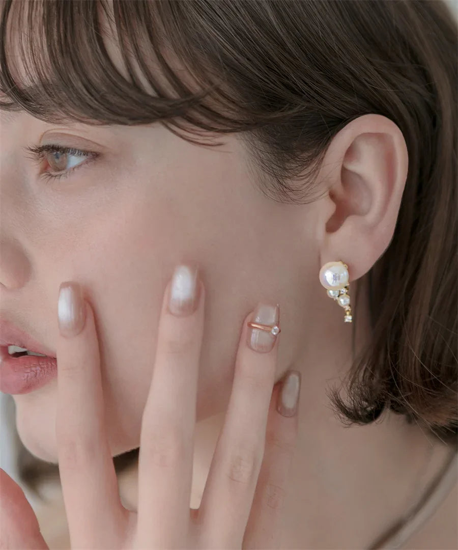 【SOLD OUT】パールクリスタルドロップピアス