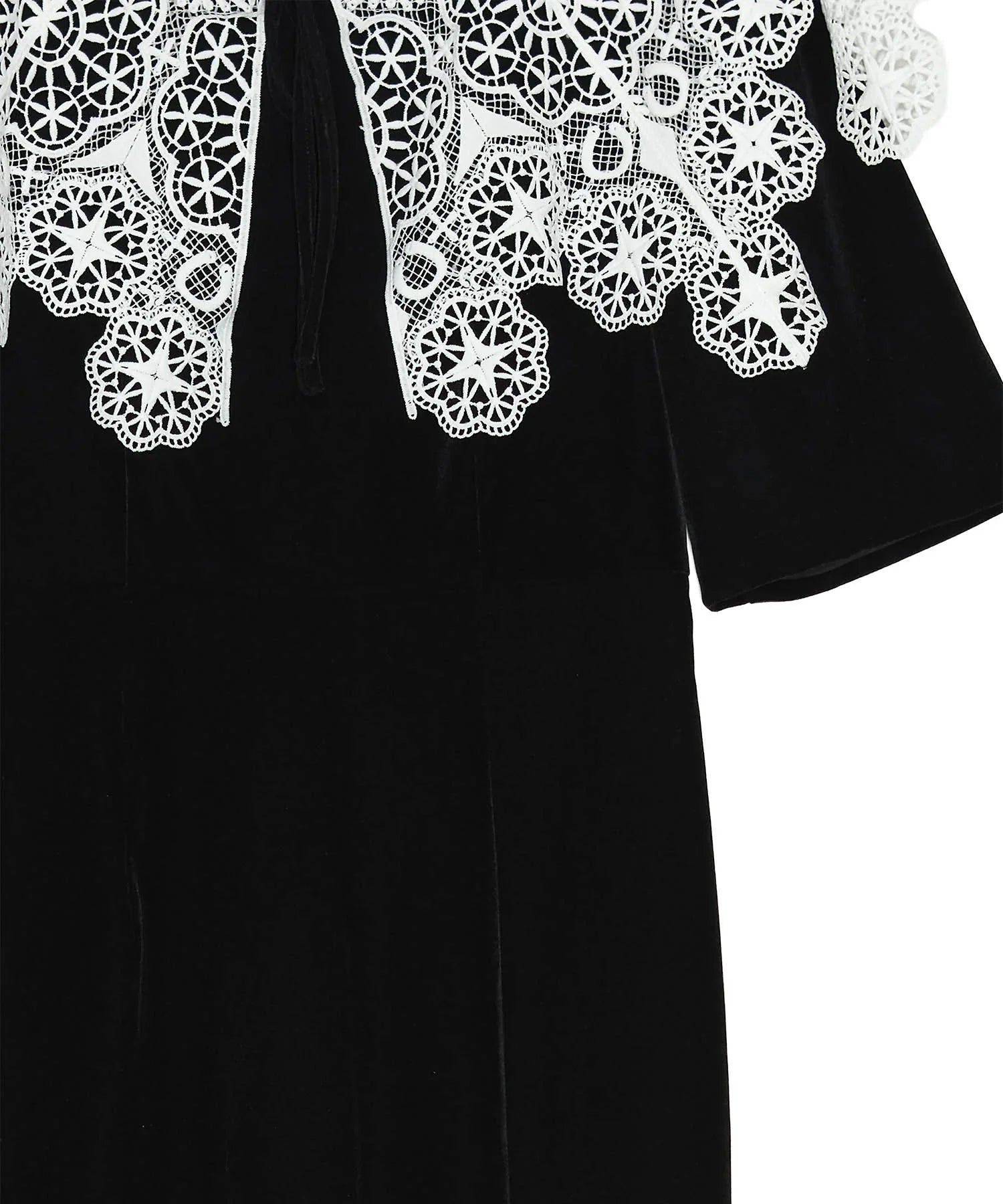 【当日発送】レースカラーベロアIラインワンピースドレス