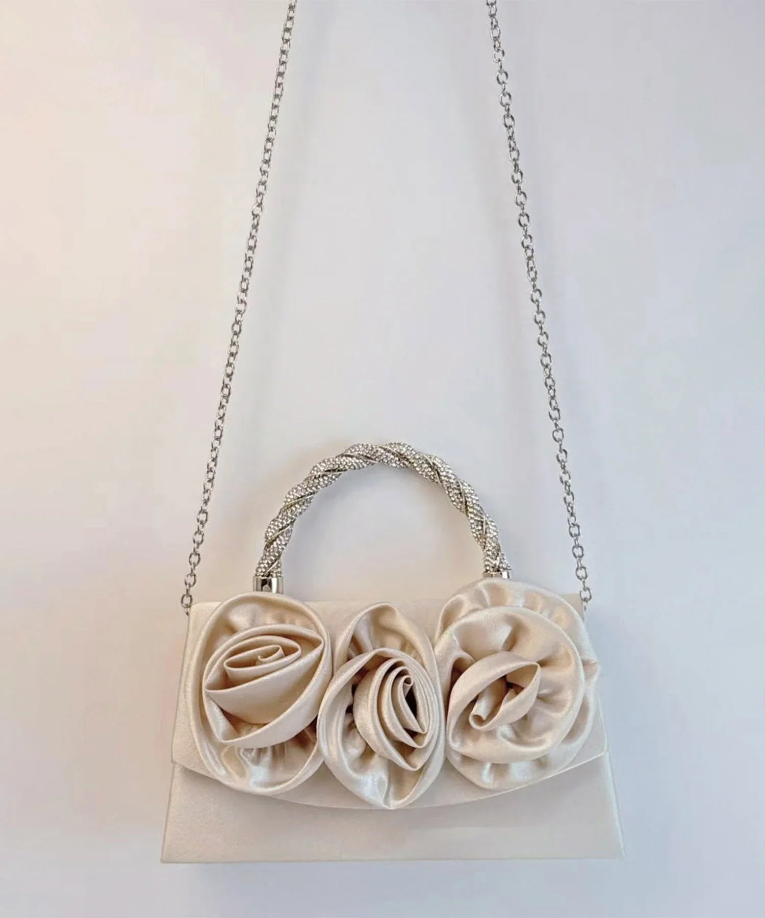 【当日発送】2WAYローズフラワー ツイストストーンハンドルバッグ