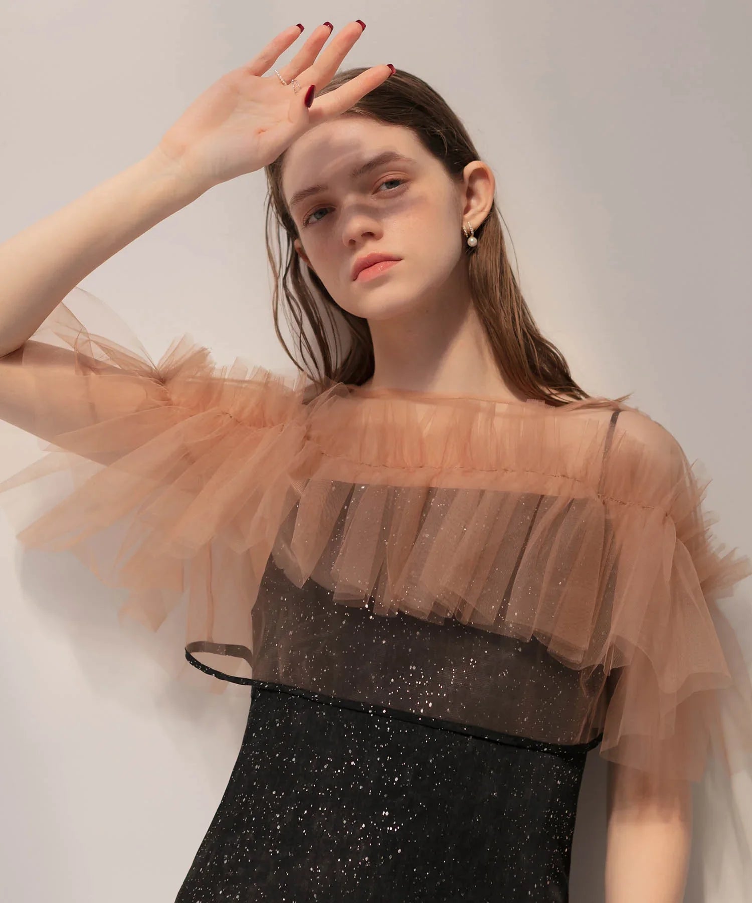 【当日発送】チュールフリルボレロペイントマーメイドワンピースドレス