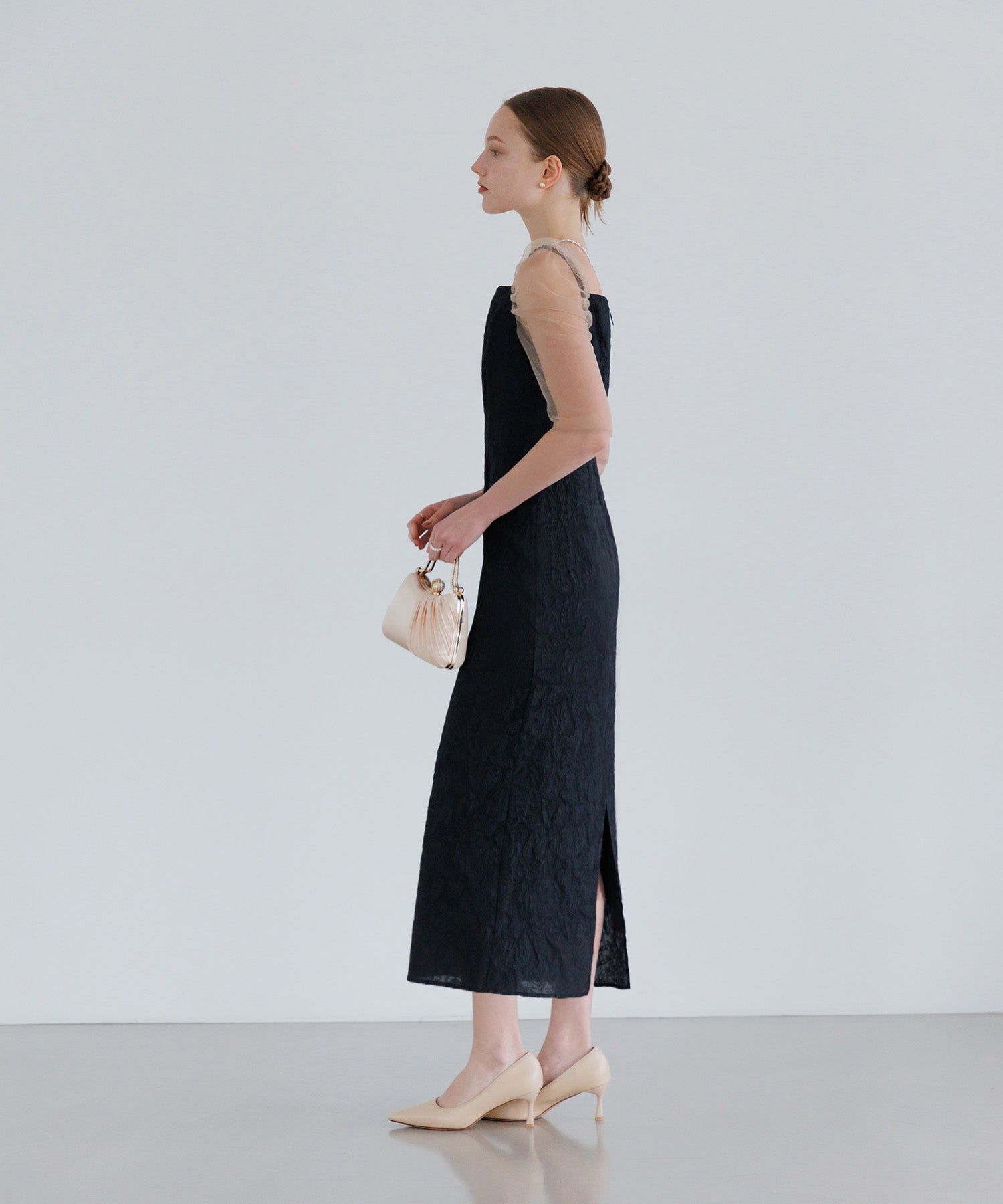 【当日発送】3WAYティアードフリルジャガードIラインワンピースドレス