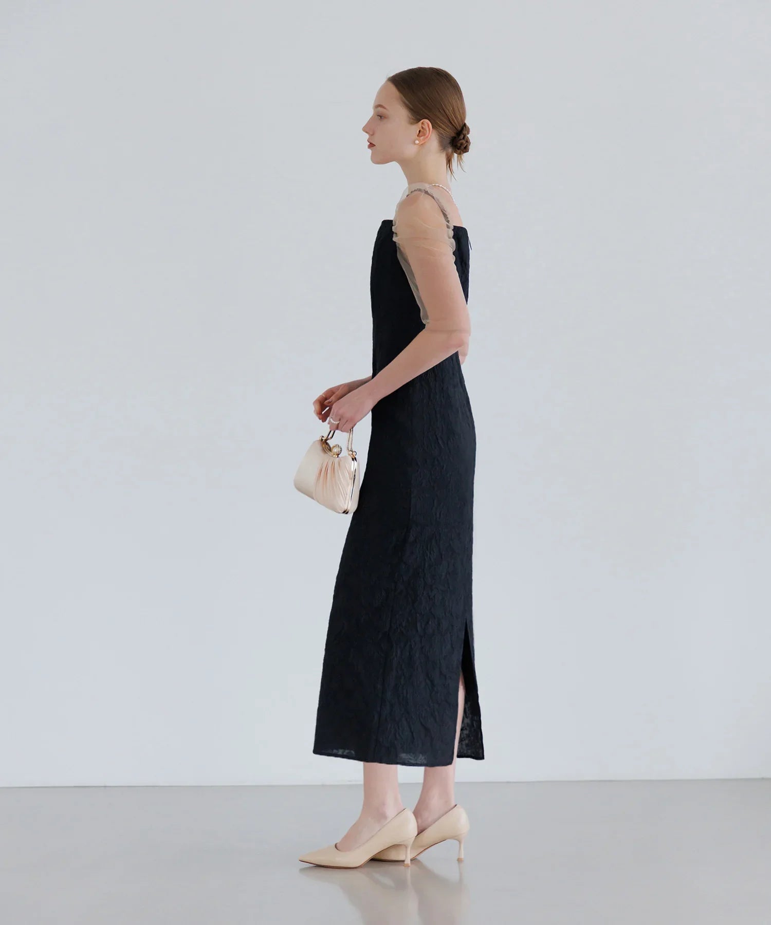 【当日発送】3WAYティアードフリルジャガードIラインワンピースドレス