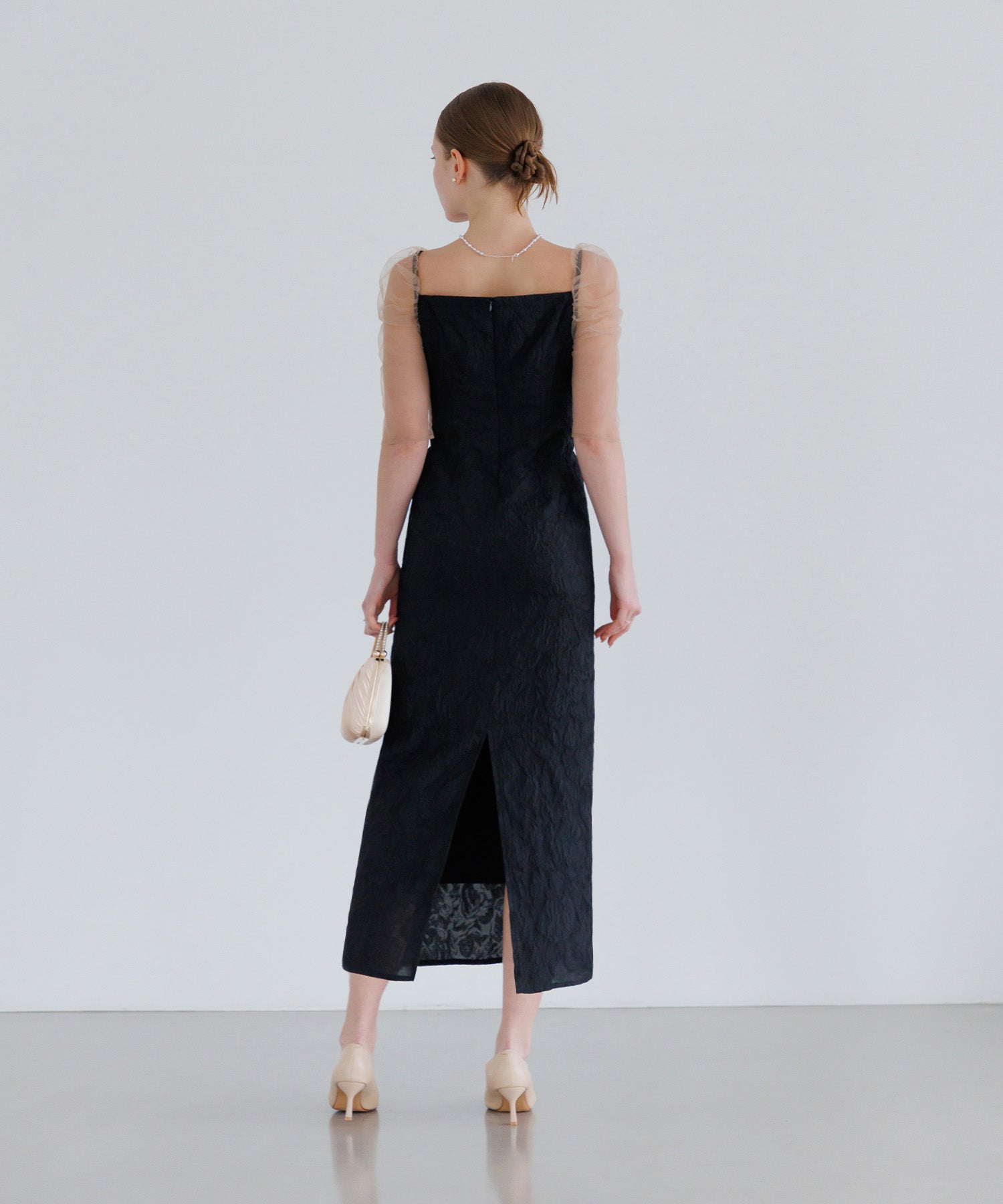 【当日発送】3WAYティアードフリルジャガードIラインワンピースドレス