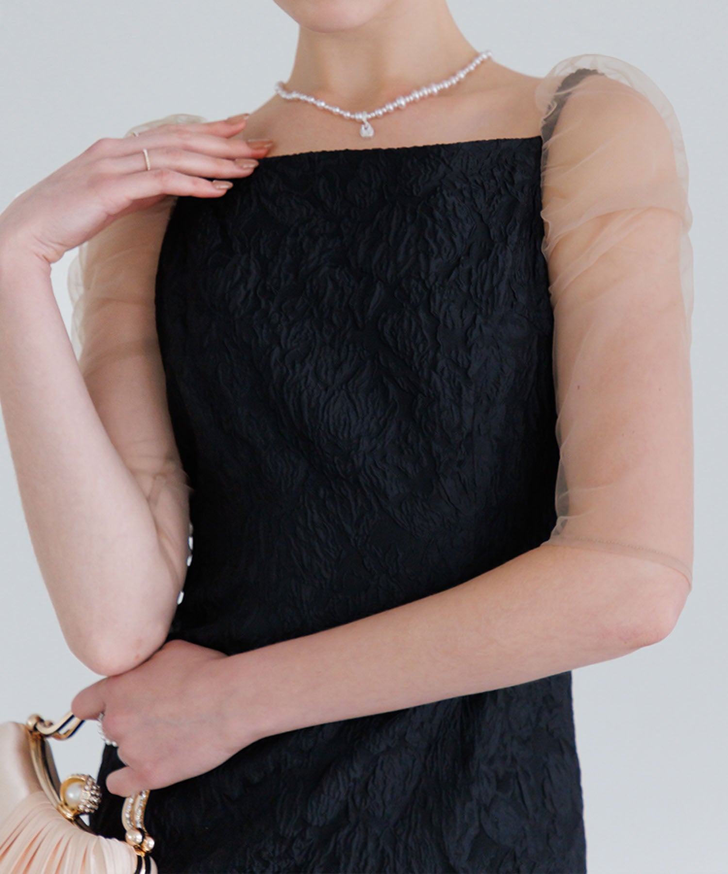 【当日発送】3WAYティアードフリルジャガードIラインワンピースドレス