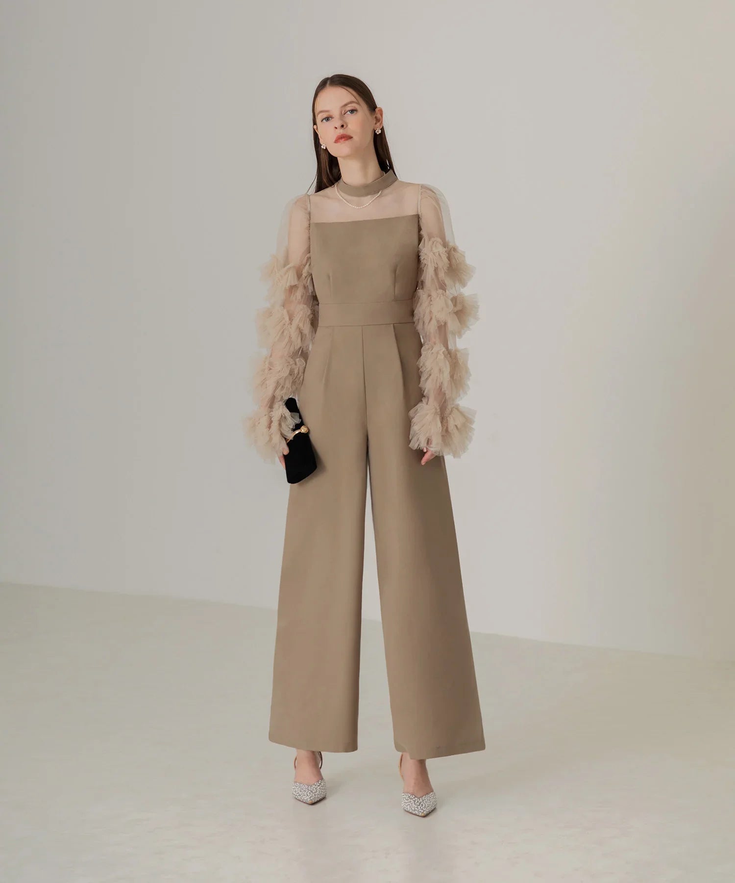 【当日発送】ボリュームチュールスリーブオールインワンパンツドレス