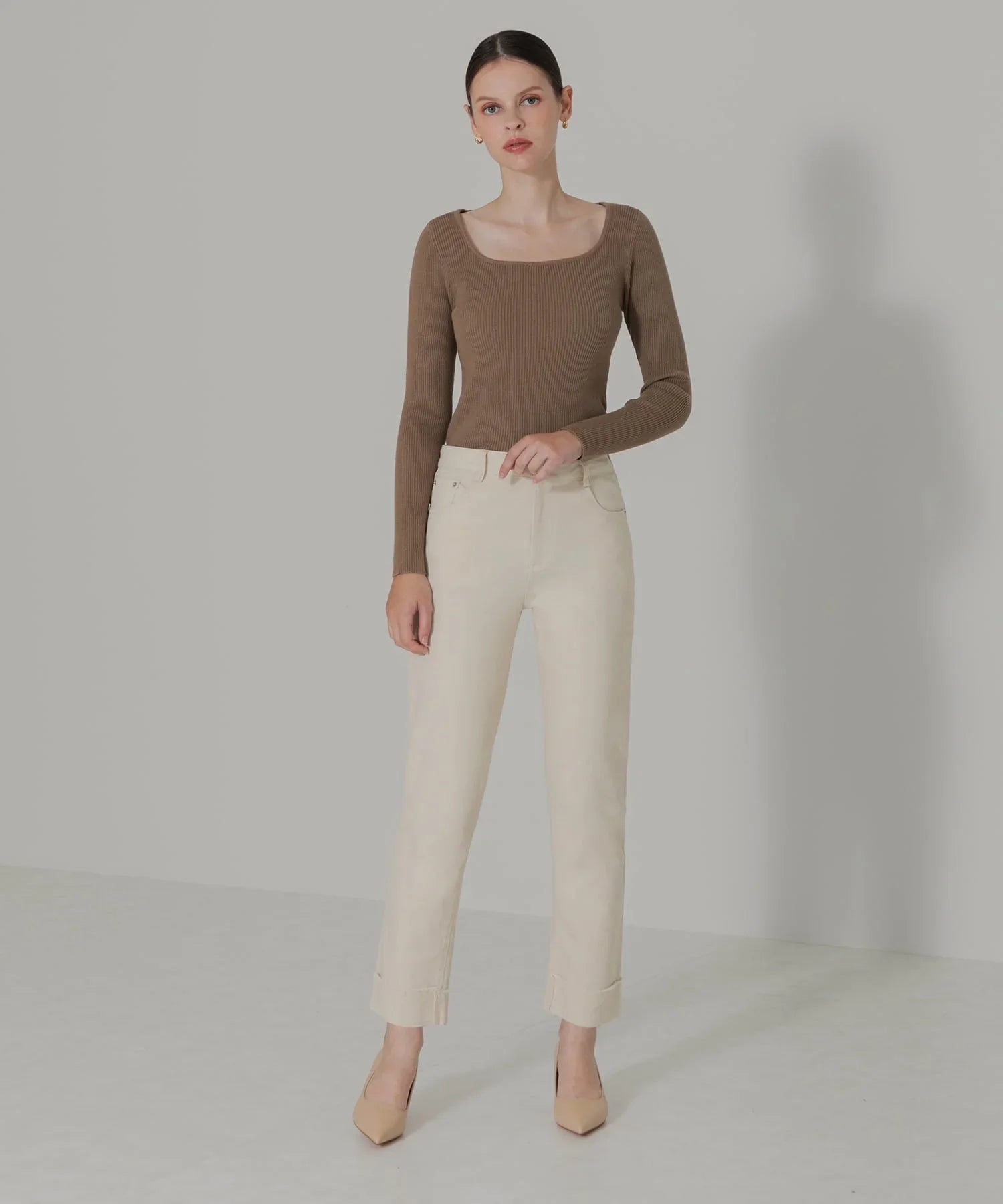 【當天出貨】捲筒直筒牛仔褲